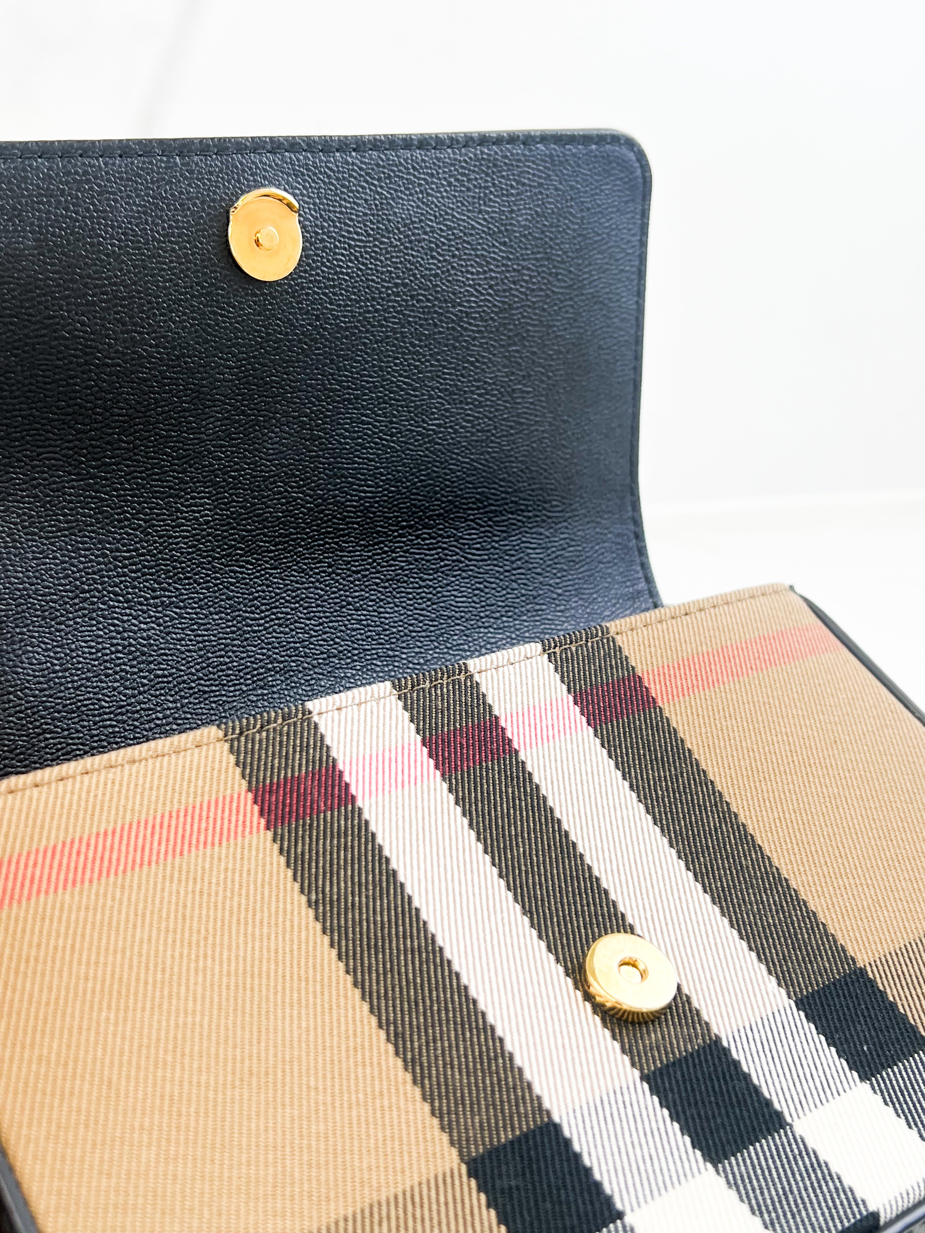 Burberry Leather and Vintage Check Note Crossbody Bag