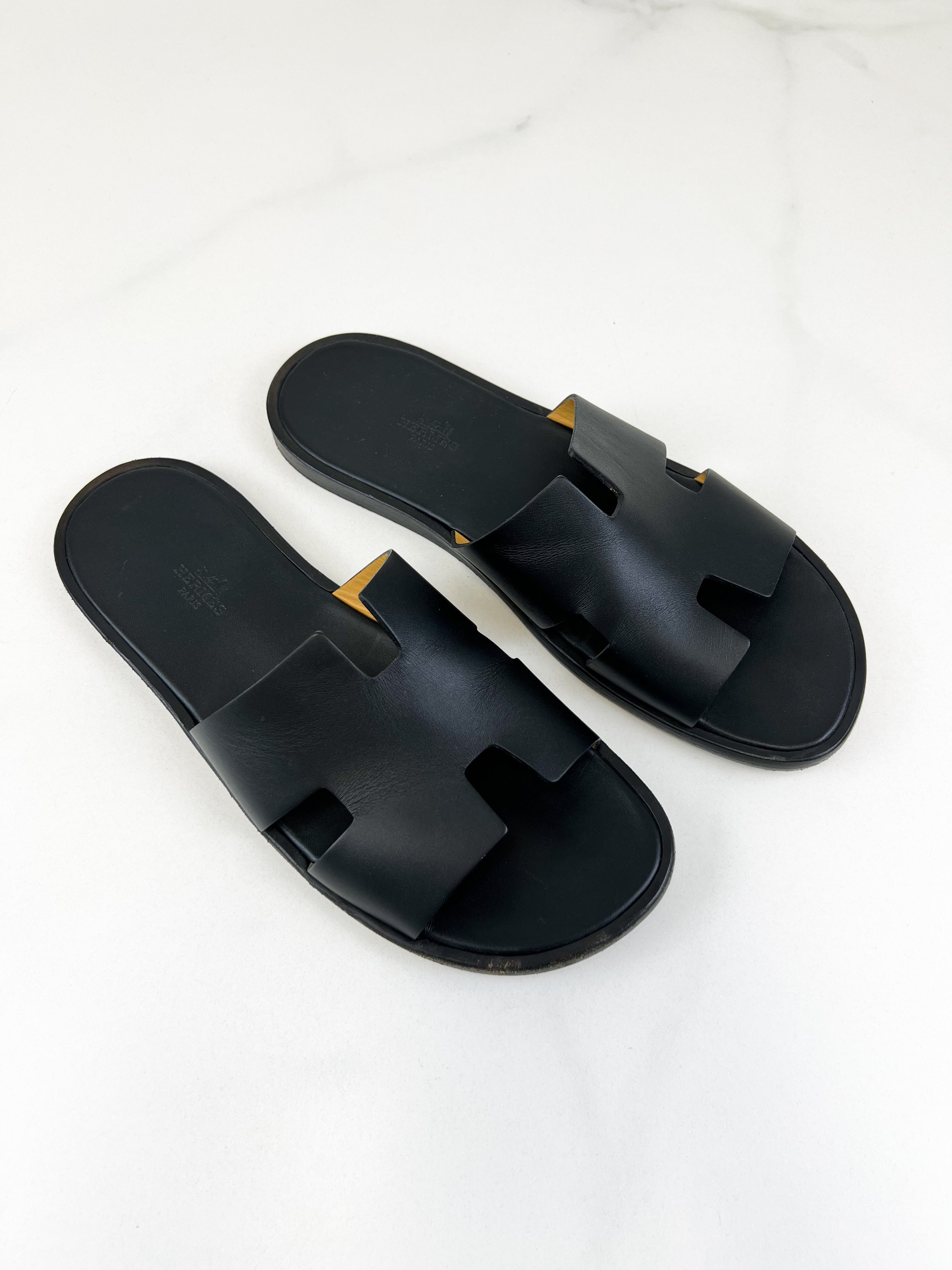 Hermes Black Izmir Sandal Size 42.5