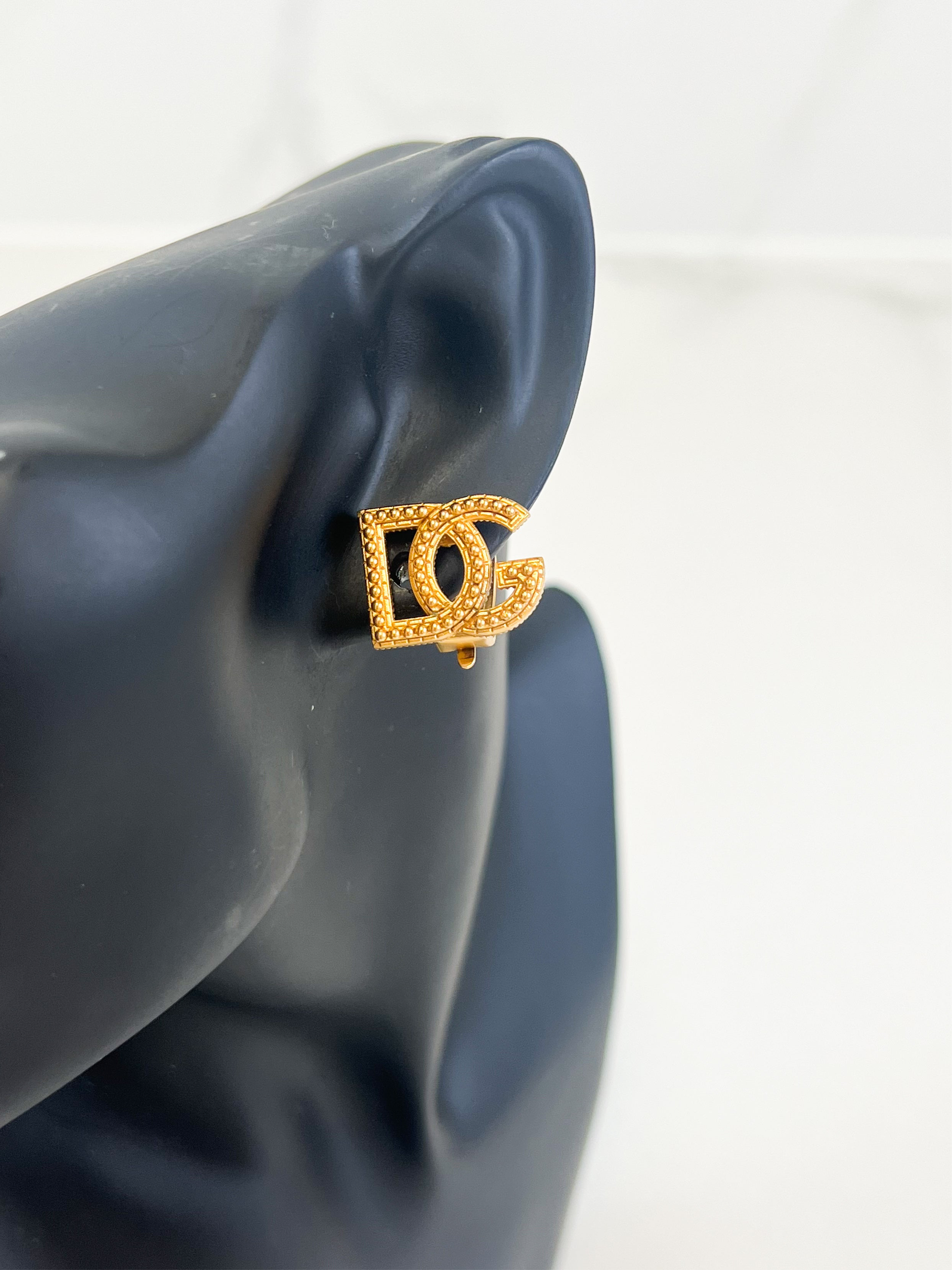 Dolce and Gabbana Gold Logo Clip Earrings