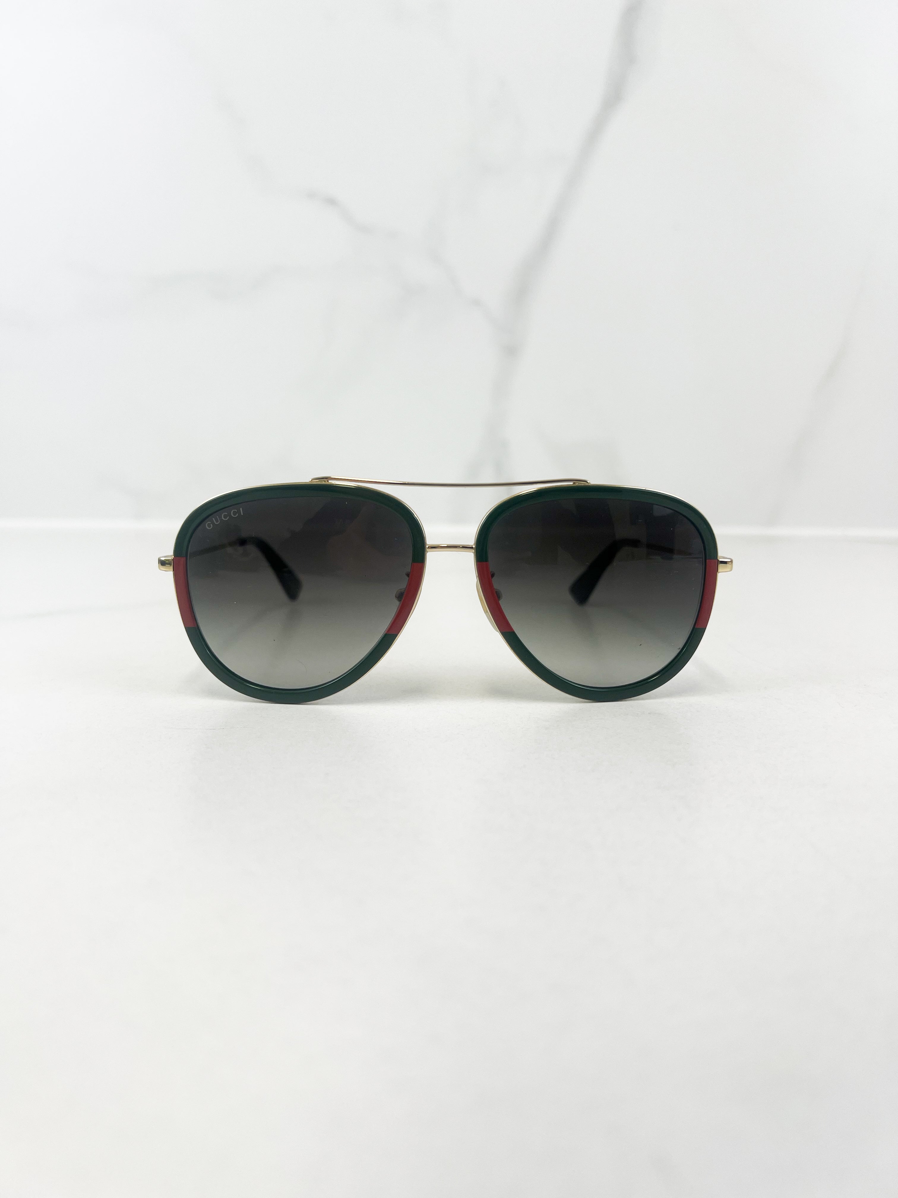 Gucci Web Frame Aviator Metal Sunglasses