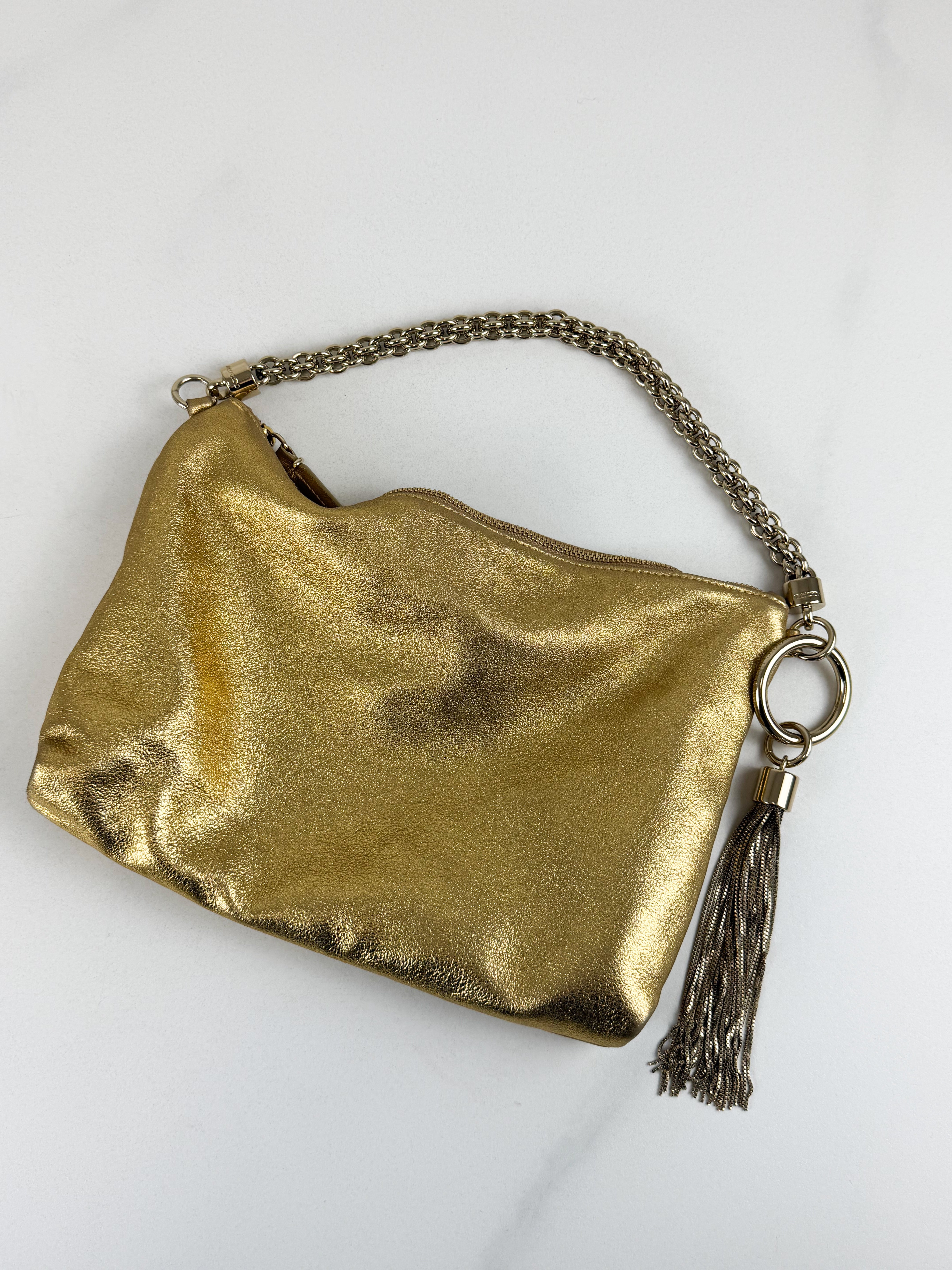 Jimmy Choo Callie Metallic Leather Bag Gold