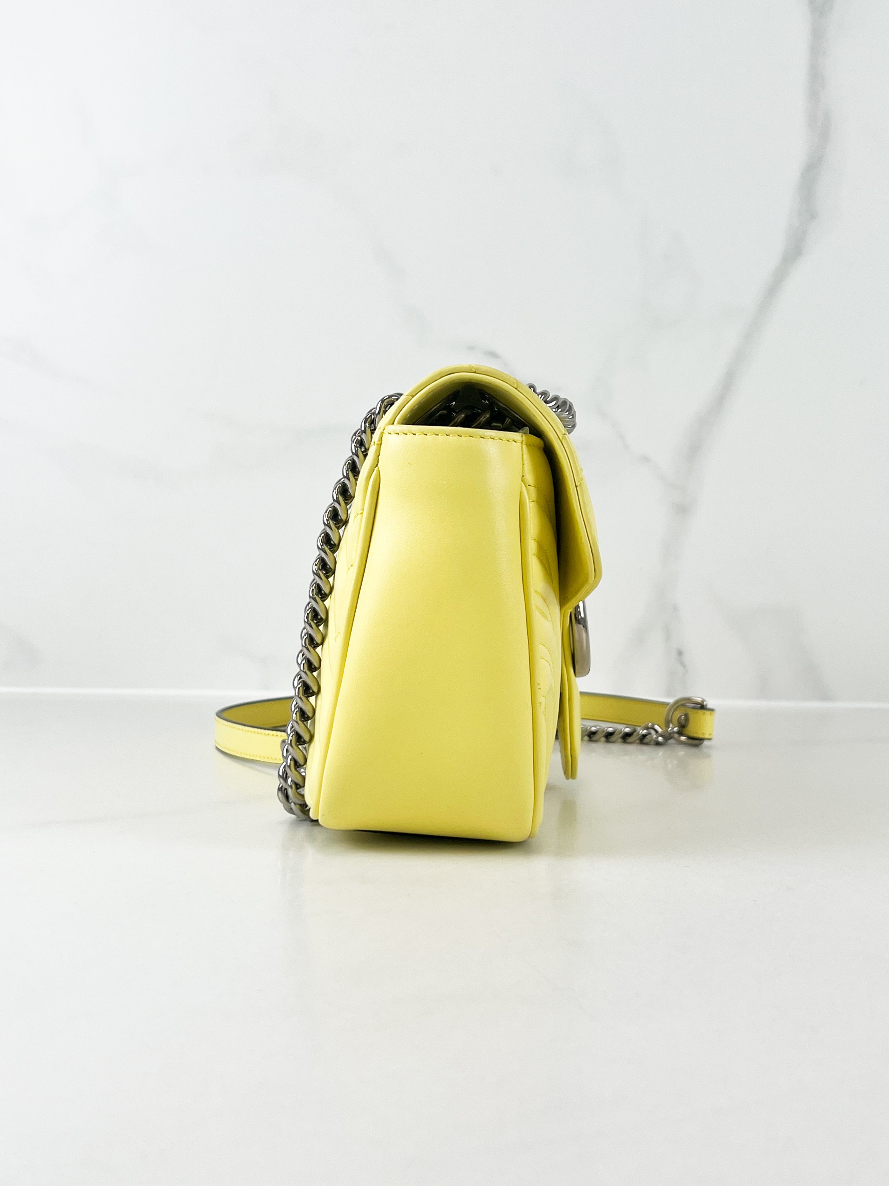 Gucci GG Marmont Matelasse Medium Yellow Flap Shoulder Bag