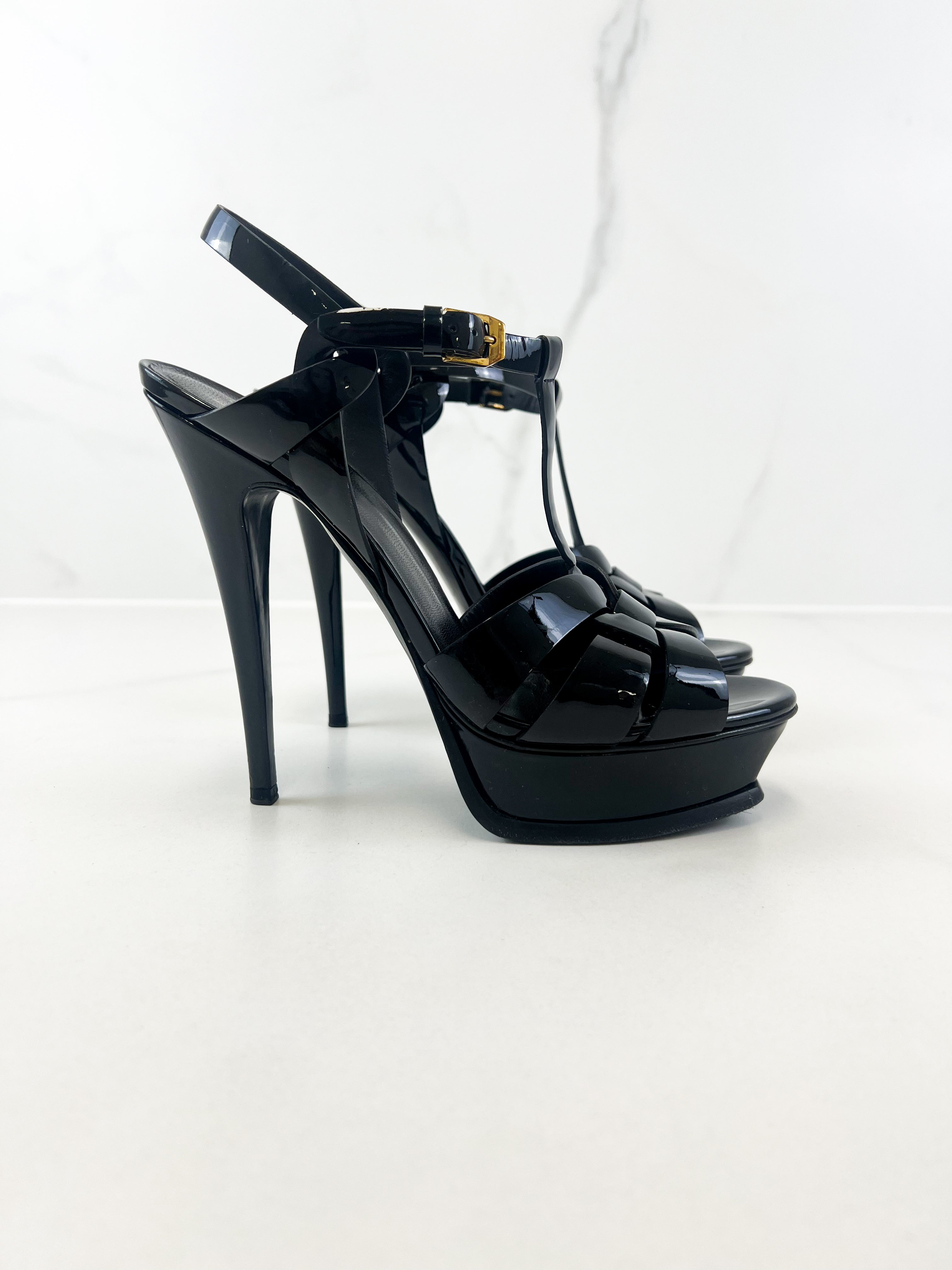 Saint Laurent Black Patent Tributes 135mm Size 40