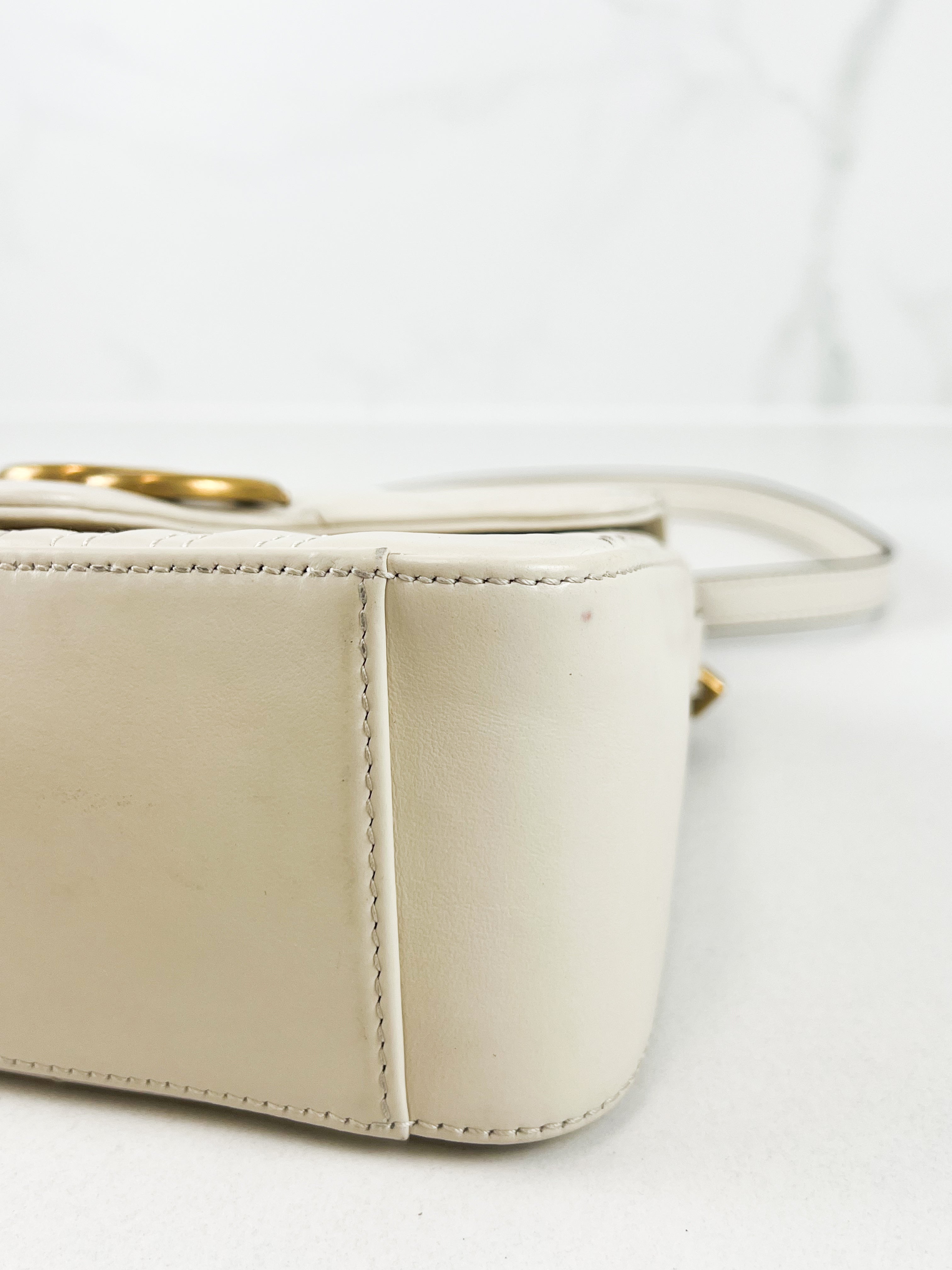 Gucci GG Marmont Matelasse Top Handle Bag in White