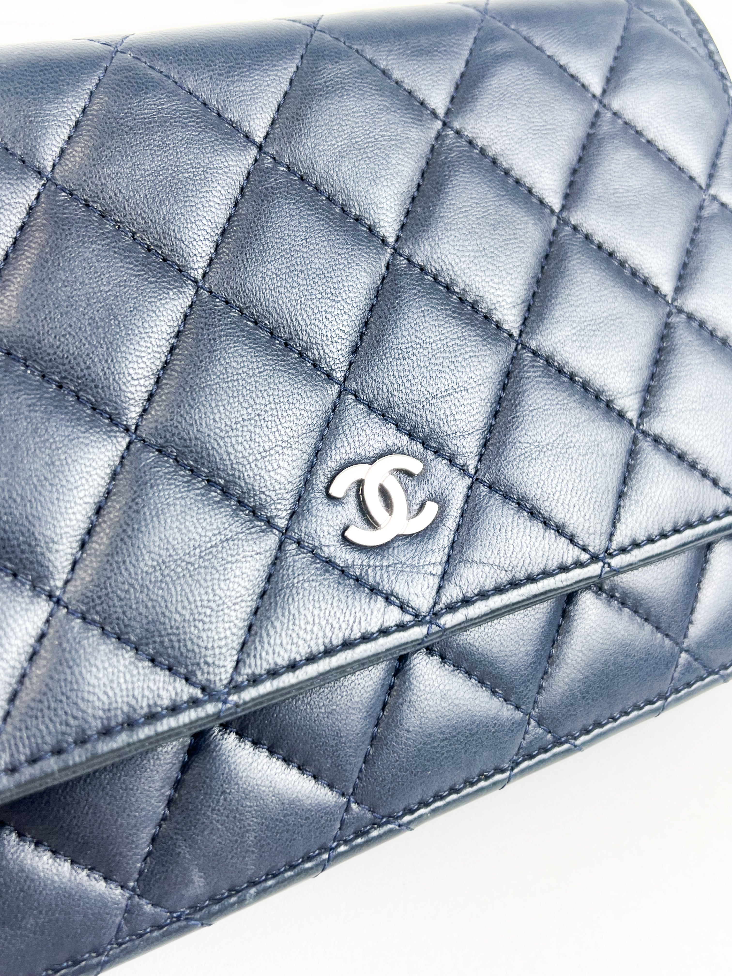 Chanel Navy Lambskin CC WOC with Light SHW