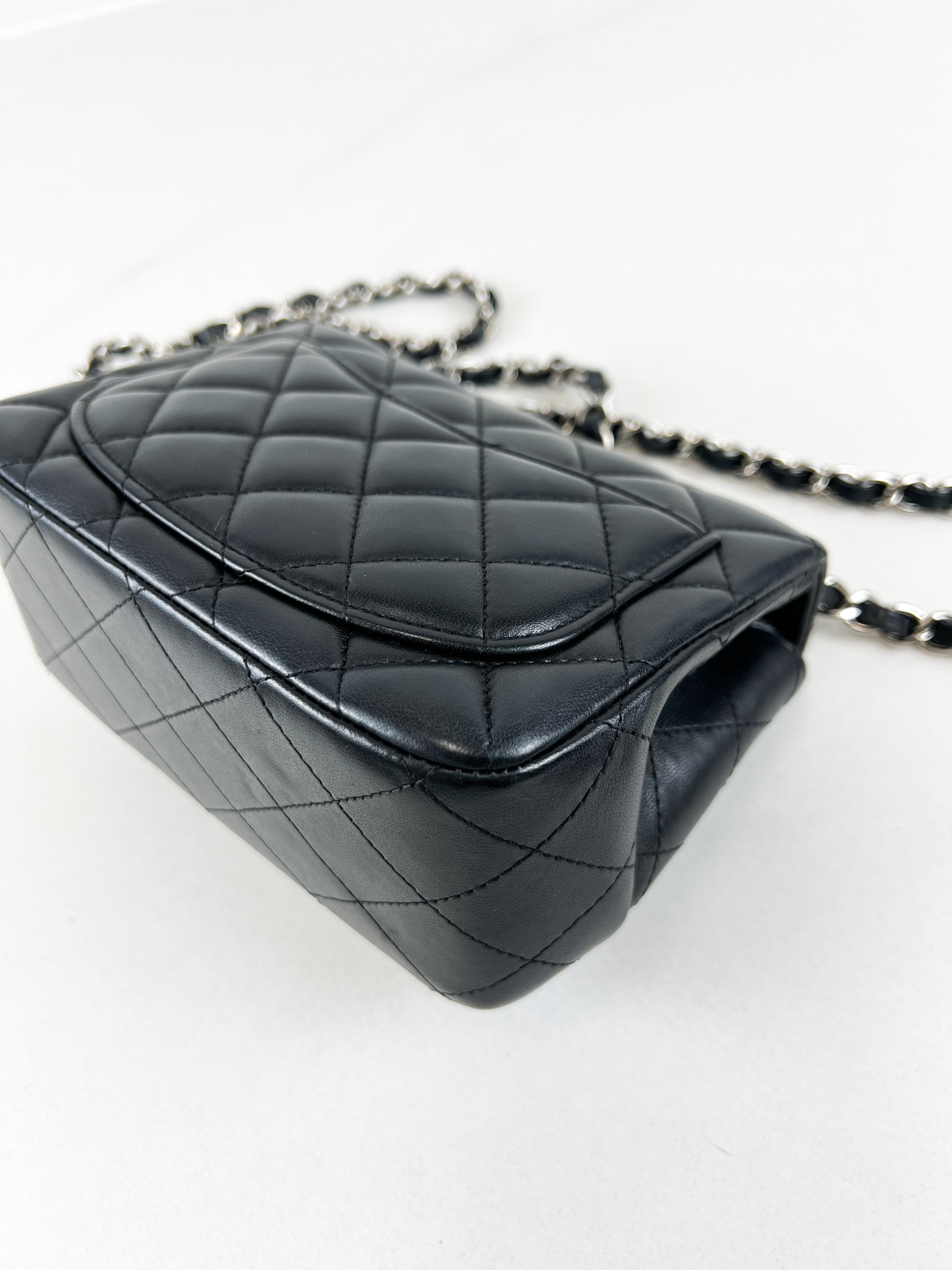 Chanel Mini Square in Black Lambskin with SHW