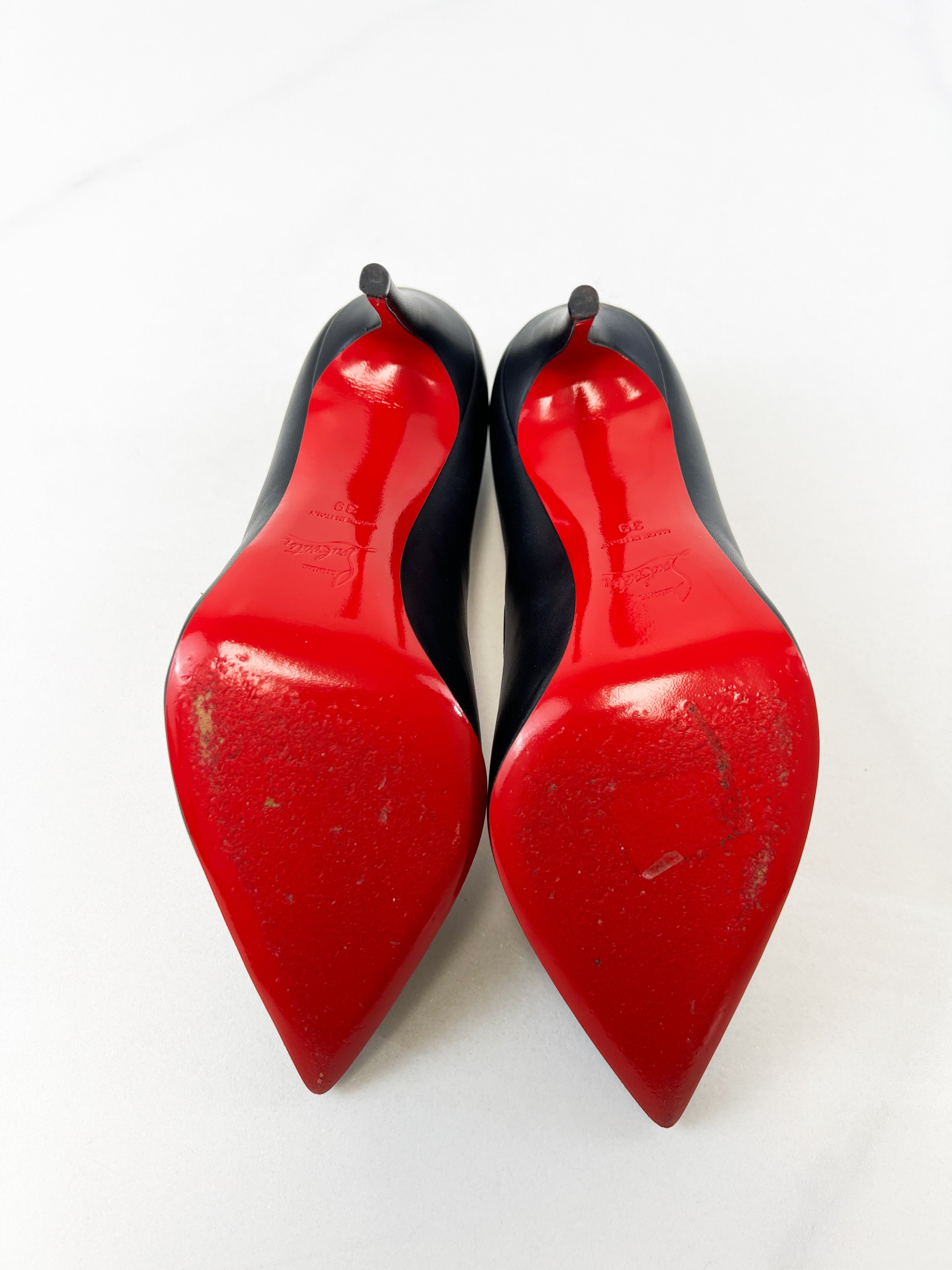 Christian Louboutin Black Leather Pigalle Follies 100 Patent Size 39