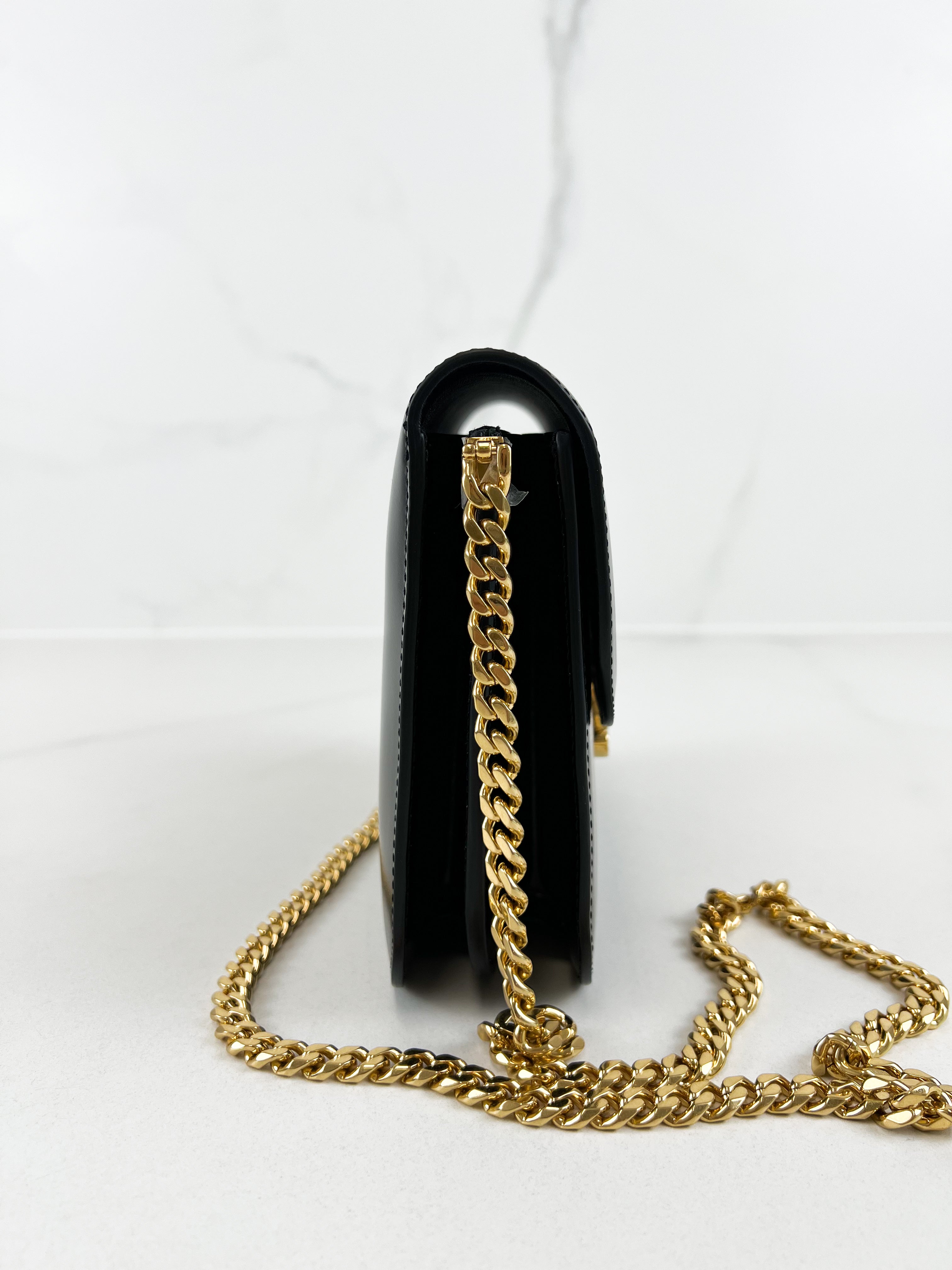 Celine Chain Claude Bag in Black Calfskin