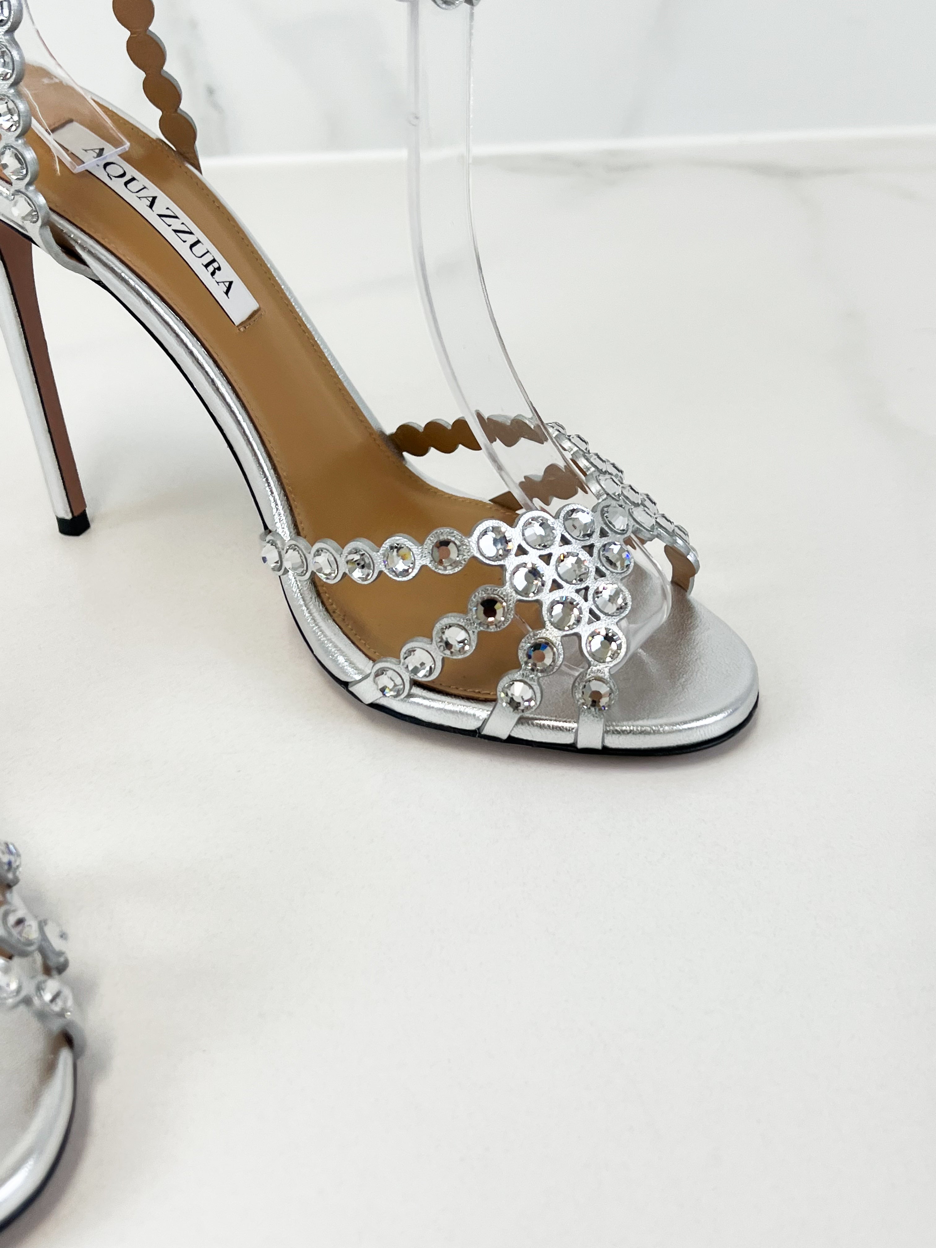 Aquazzura Tequilla 105 Embellished Slingback Pumps Size 40