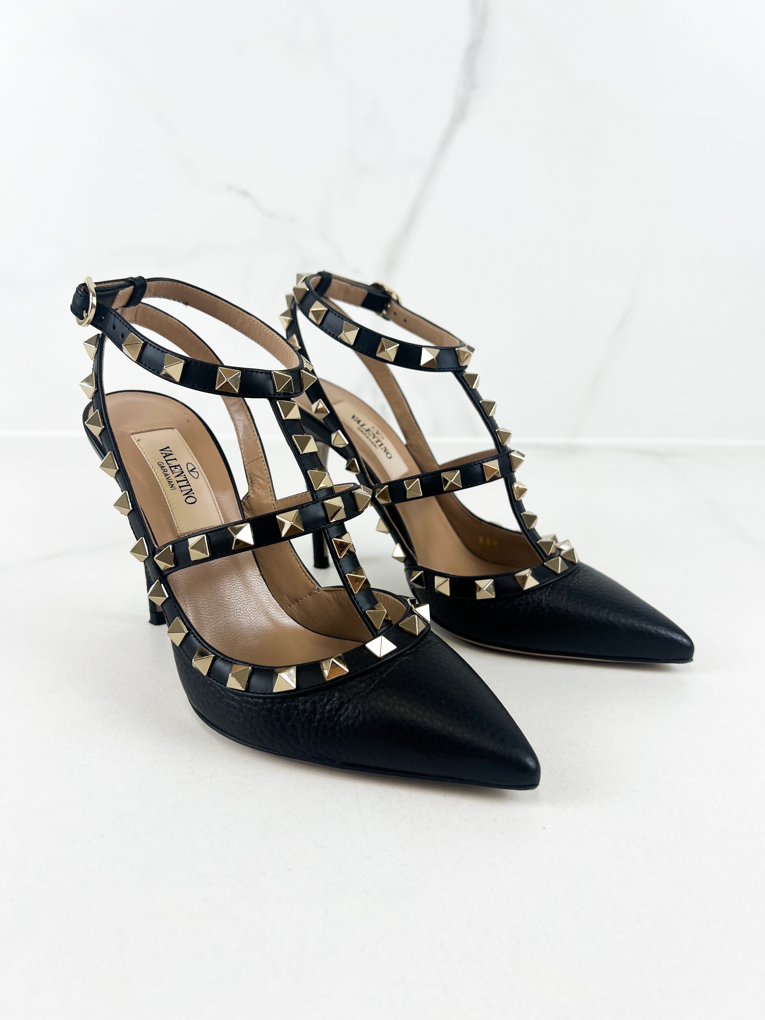 Valentino Caged Black Rockstud Pumps Size 35