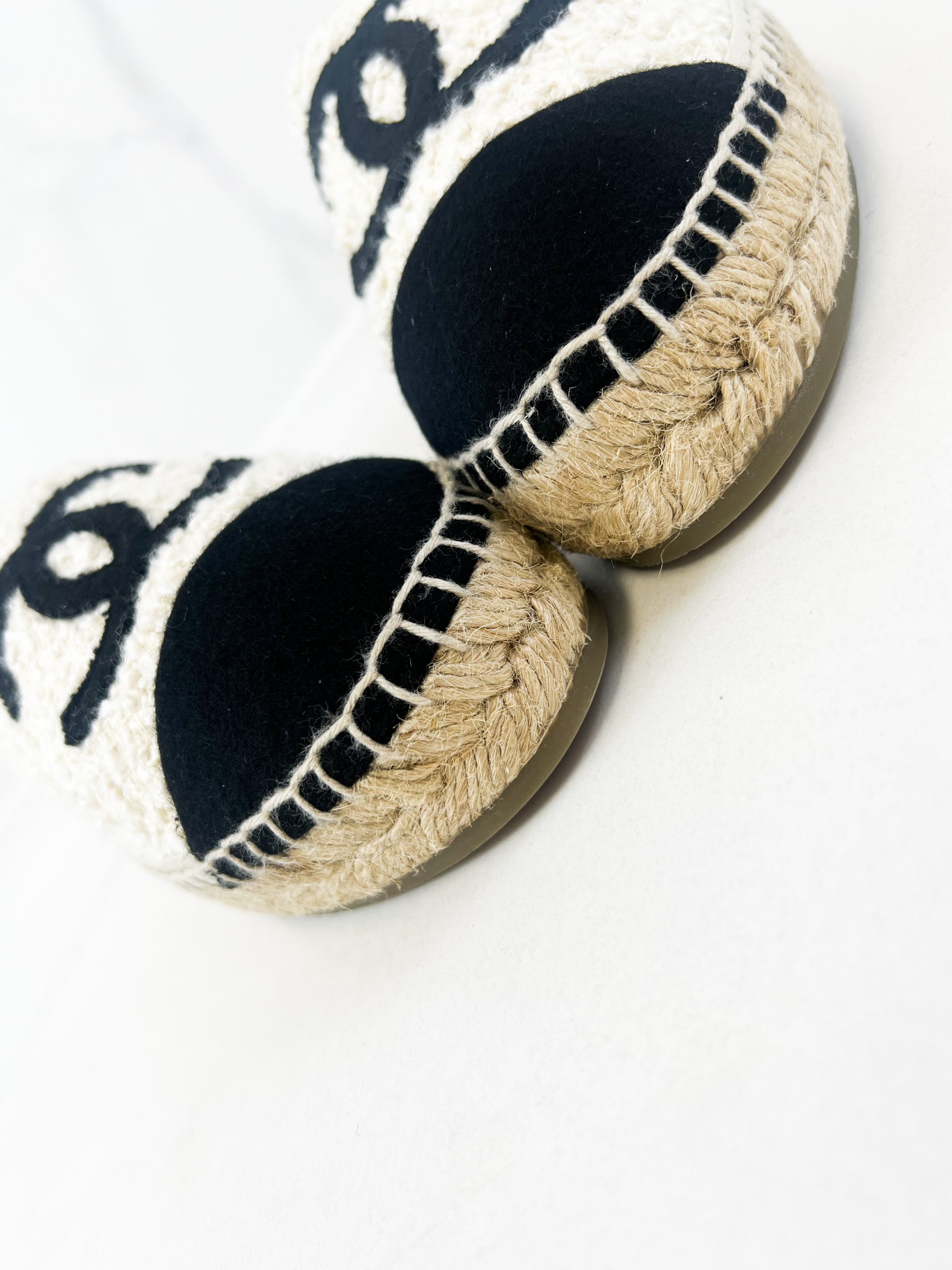 Chanel CC Tweed Espadrille Size 38