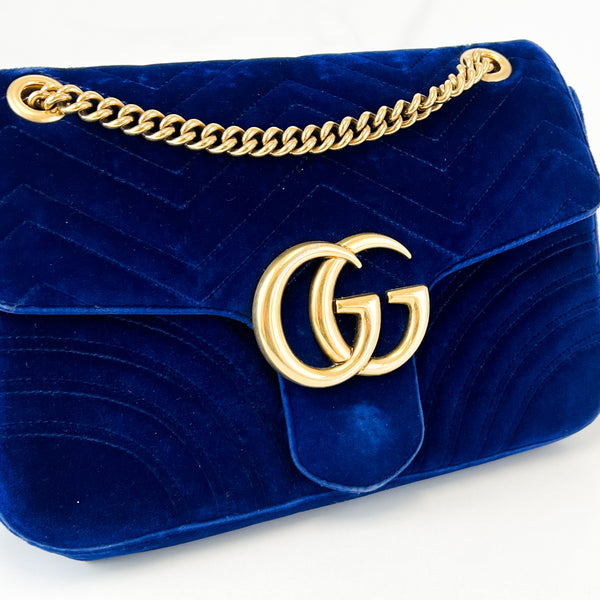 Gucci GG Marmont Matelasse Medium Velvet Flap Shoulder Bag
