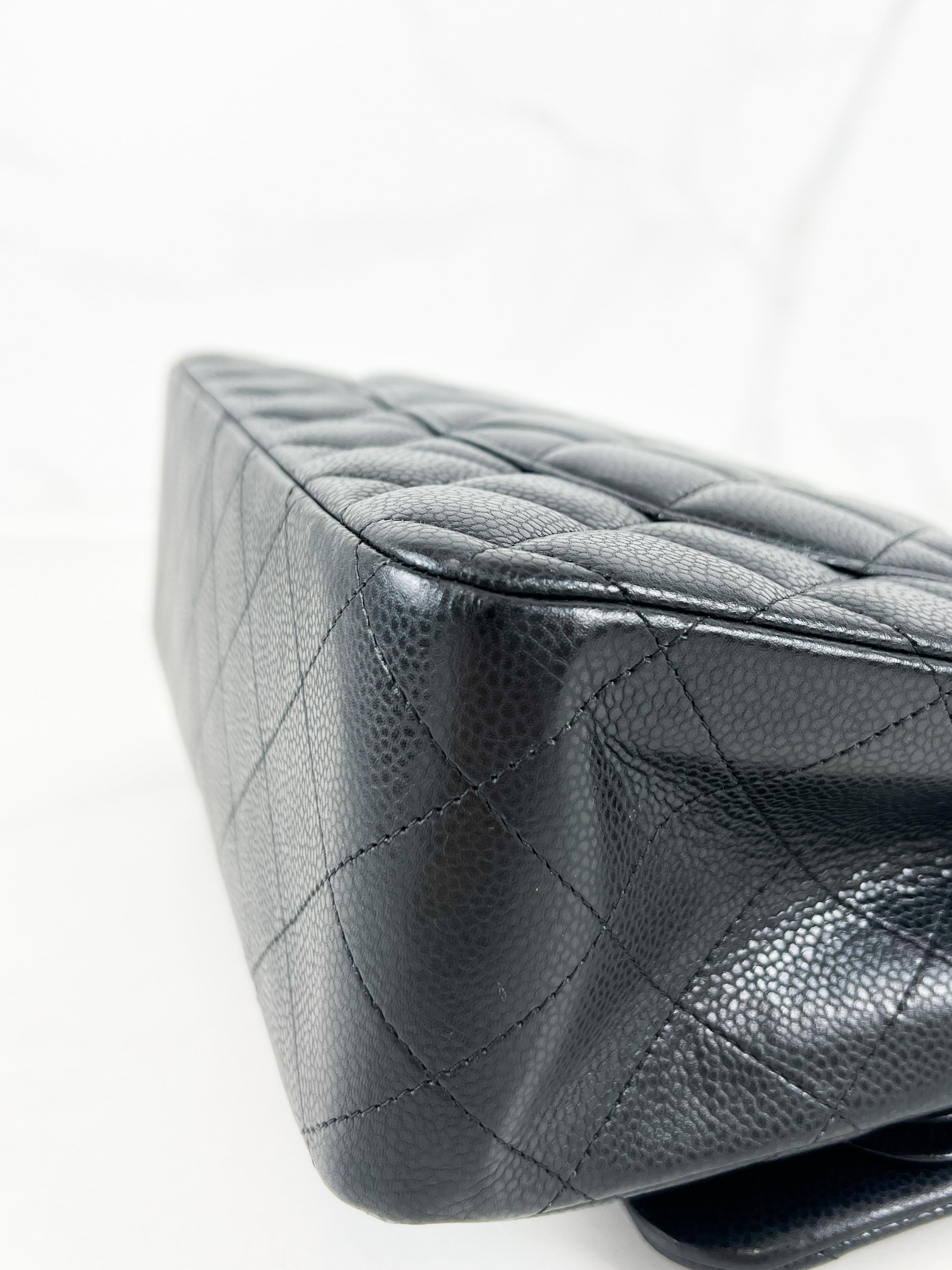 Chanel Jumbo Black Classic Double Flap Caviar Shoulder Bag