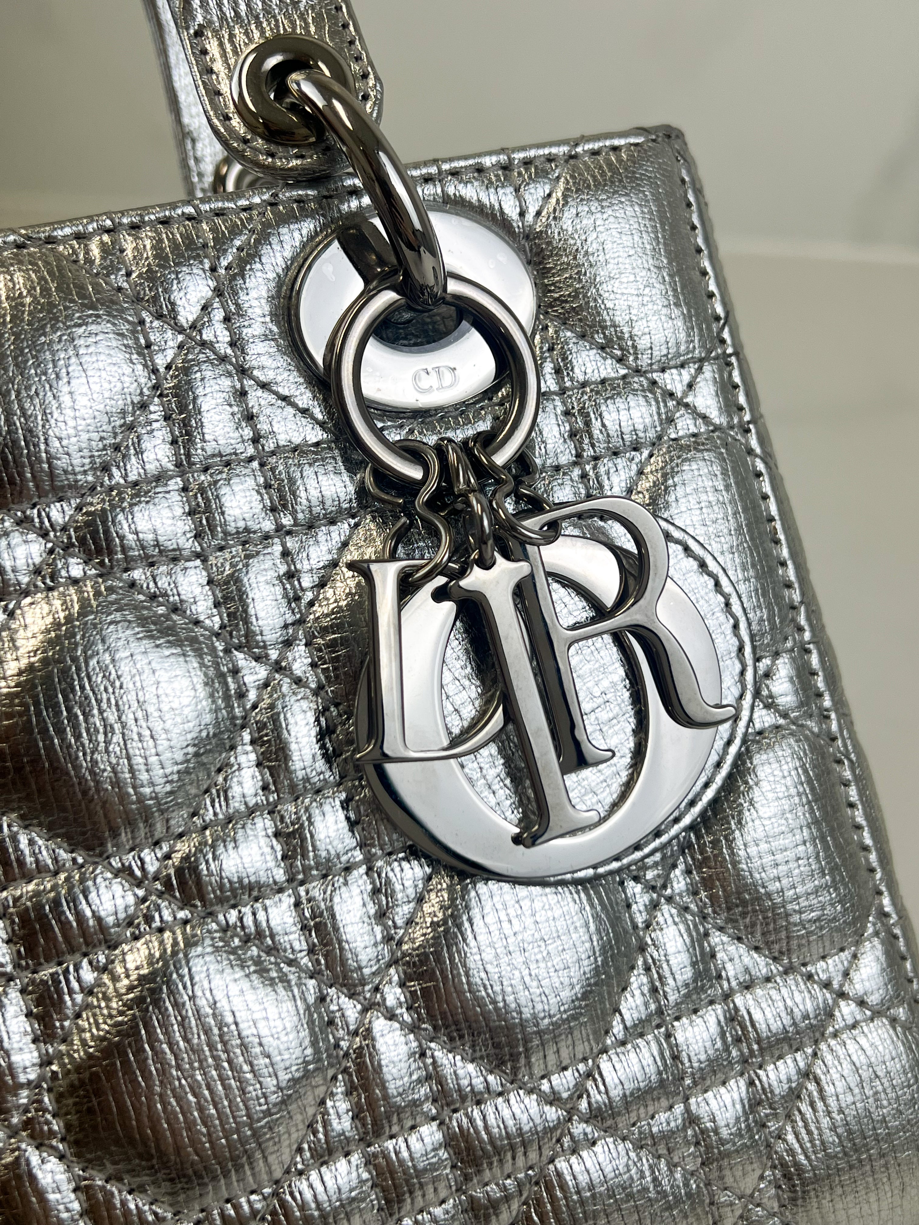 Christian Dior Small Lady Dior Silver with SHW