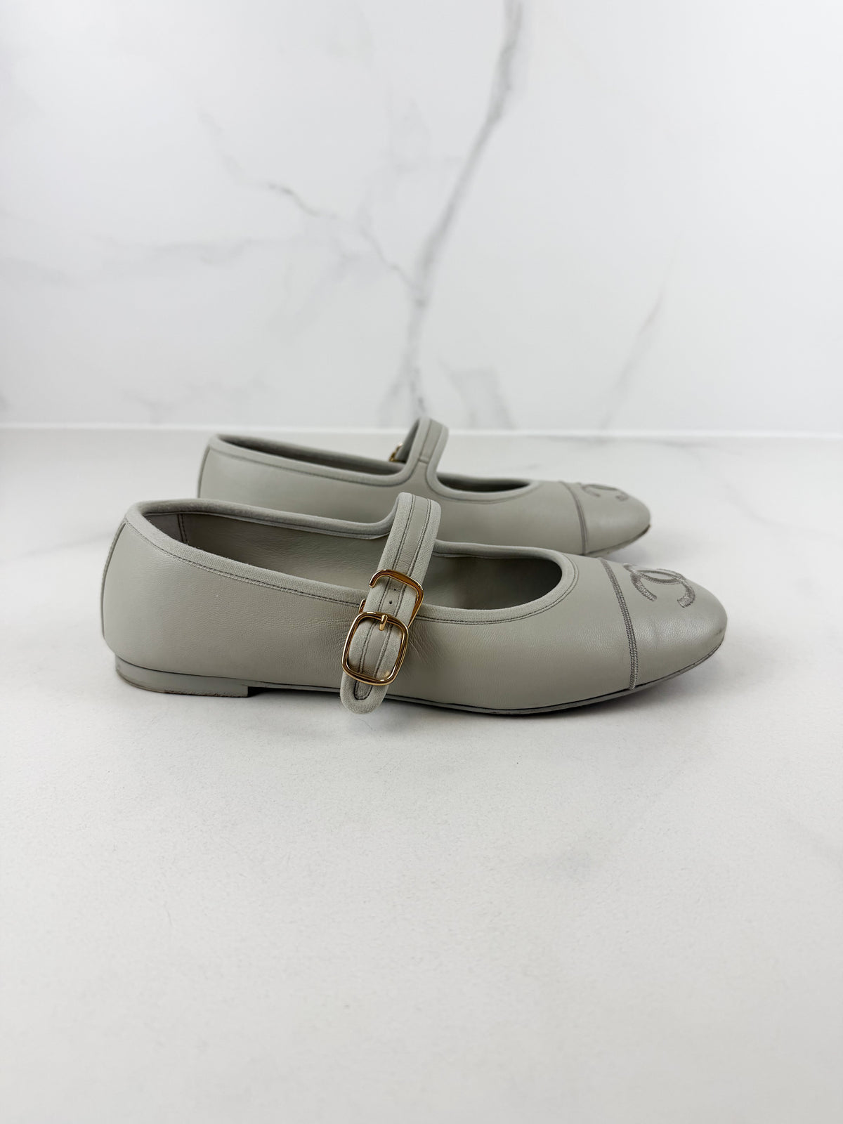 Chanel Lambskin Mary Jane Flats Size 37.5