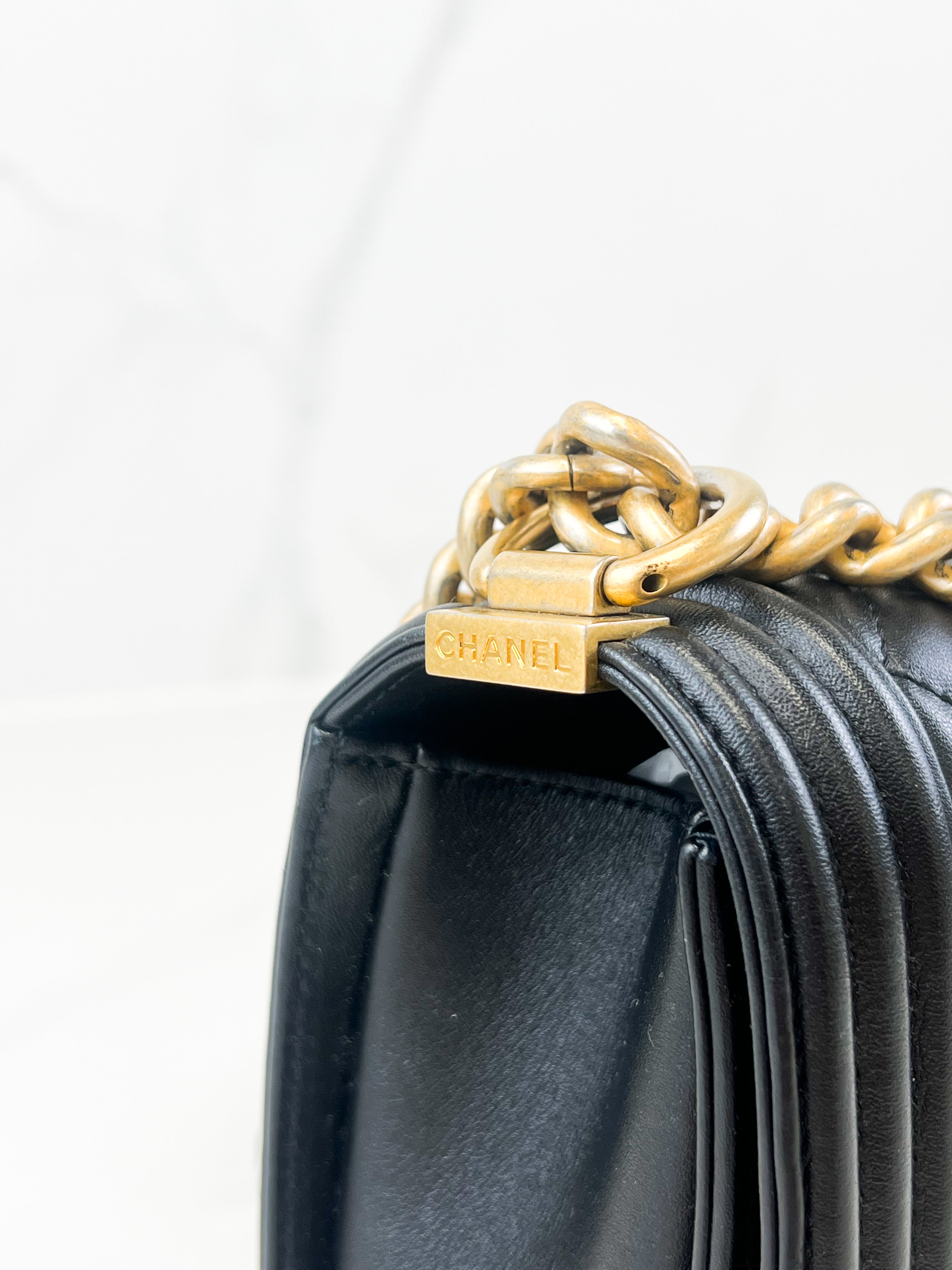 Chanel Black Old Medium Calfskin Boy Bag GHW