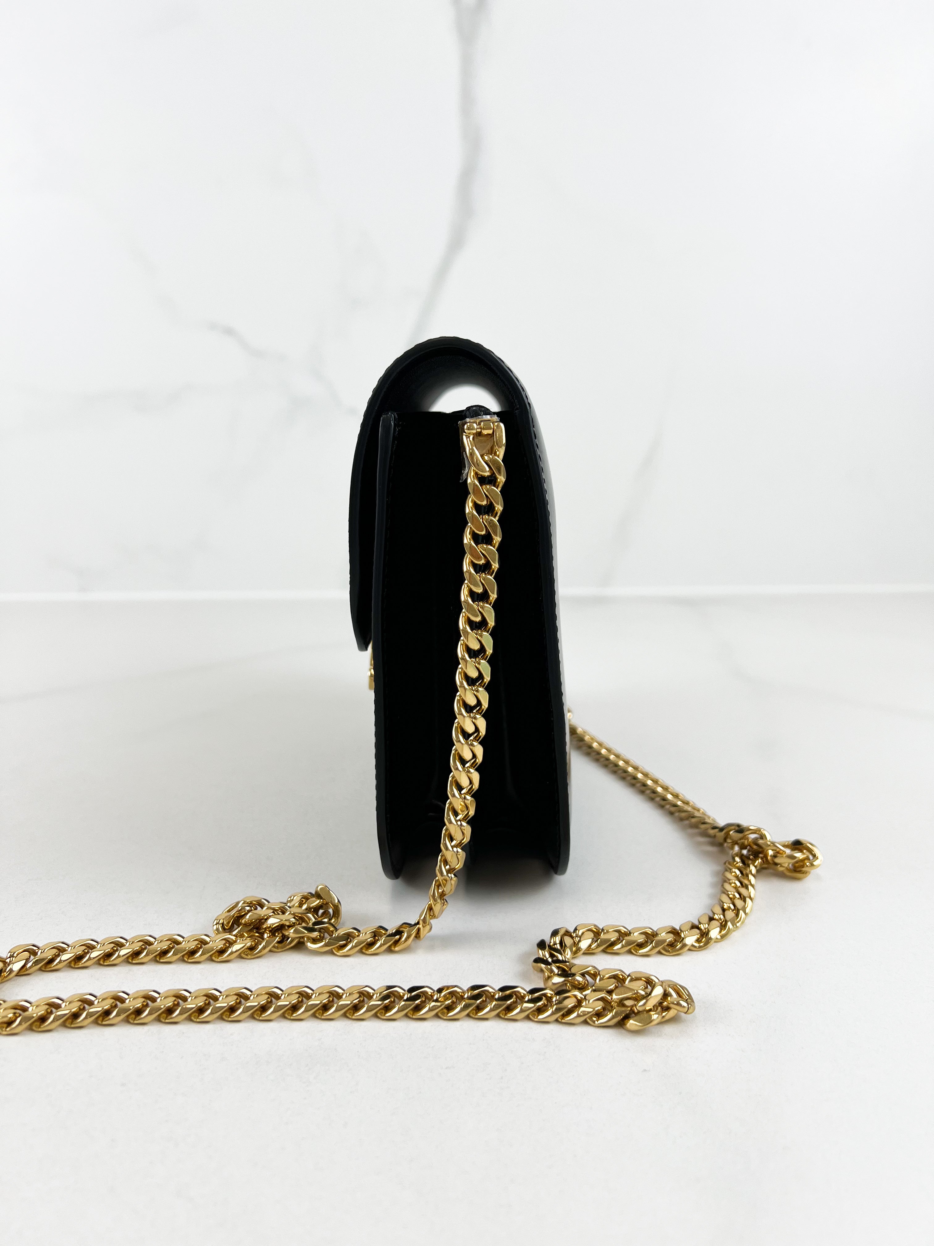 Celine Chain Claude Bag in Black Calfskin