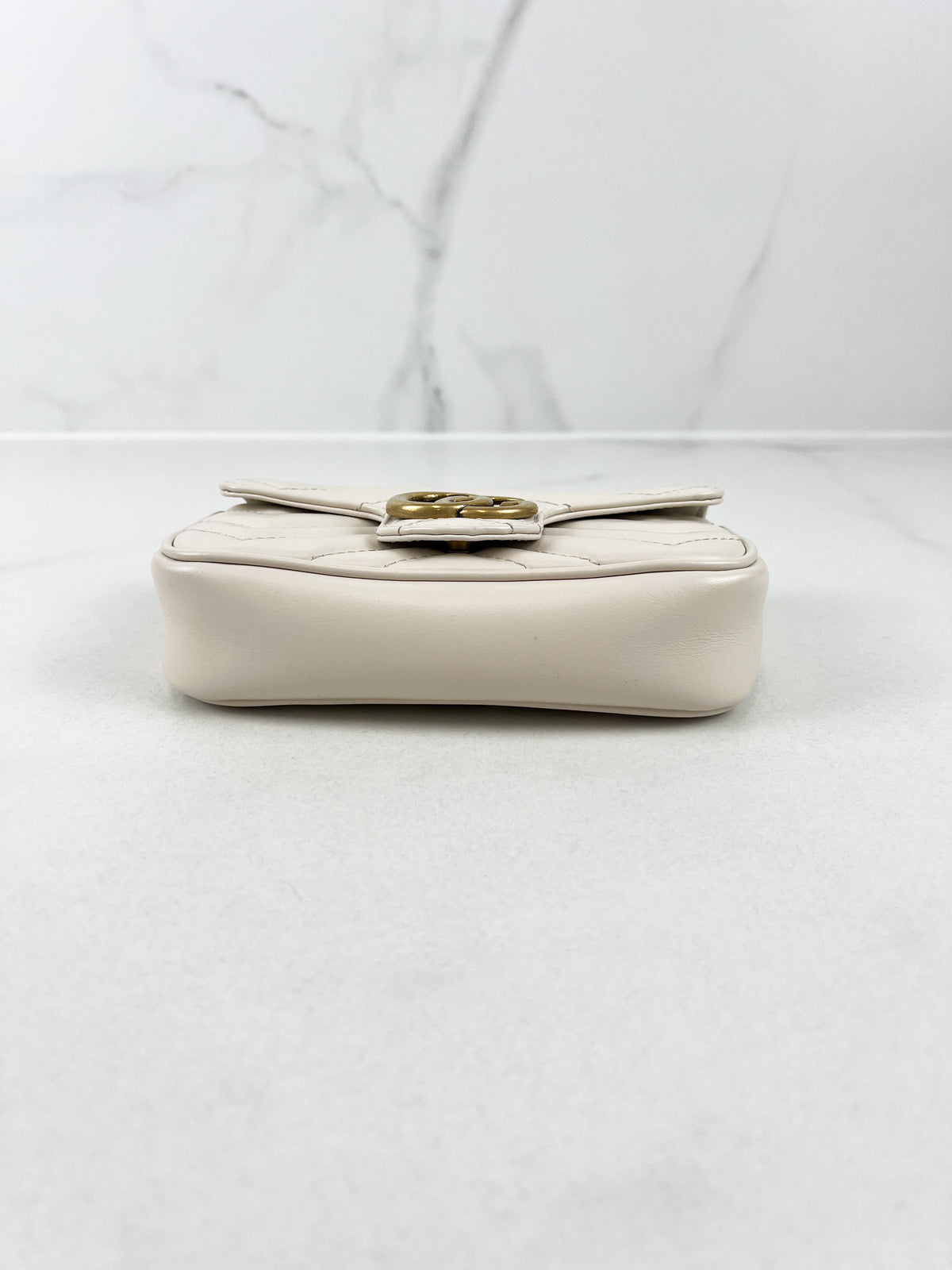 Gucci White GG Marmont Matelasse Super Mini Bag