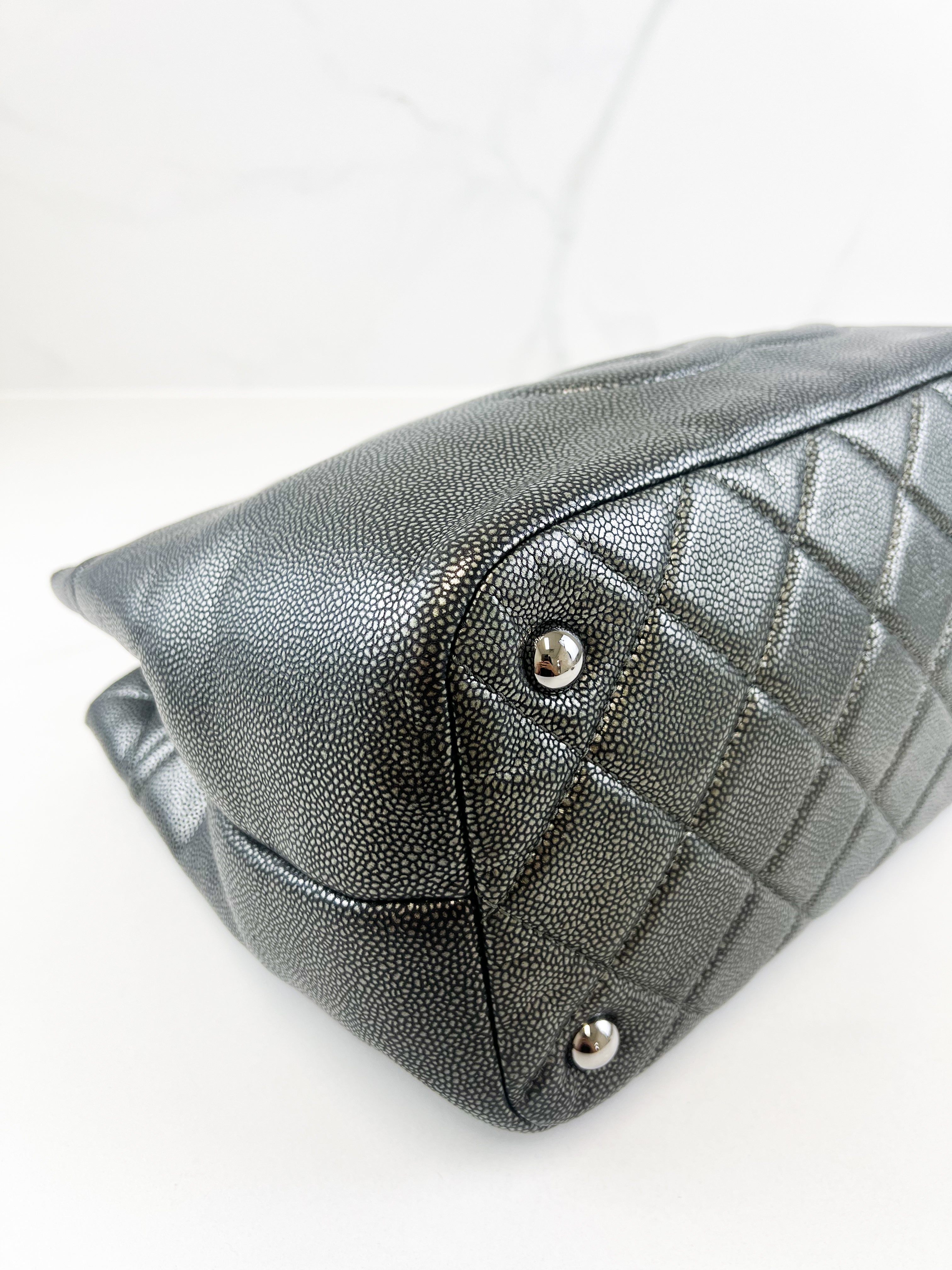Chanel Gunmetal Grey Caviar CC Shoulder Bag