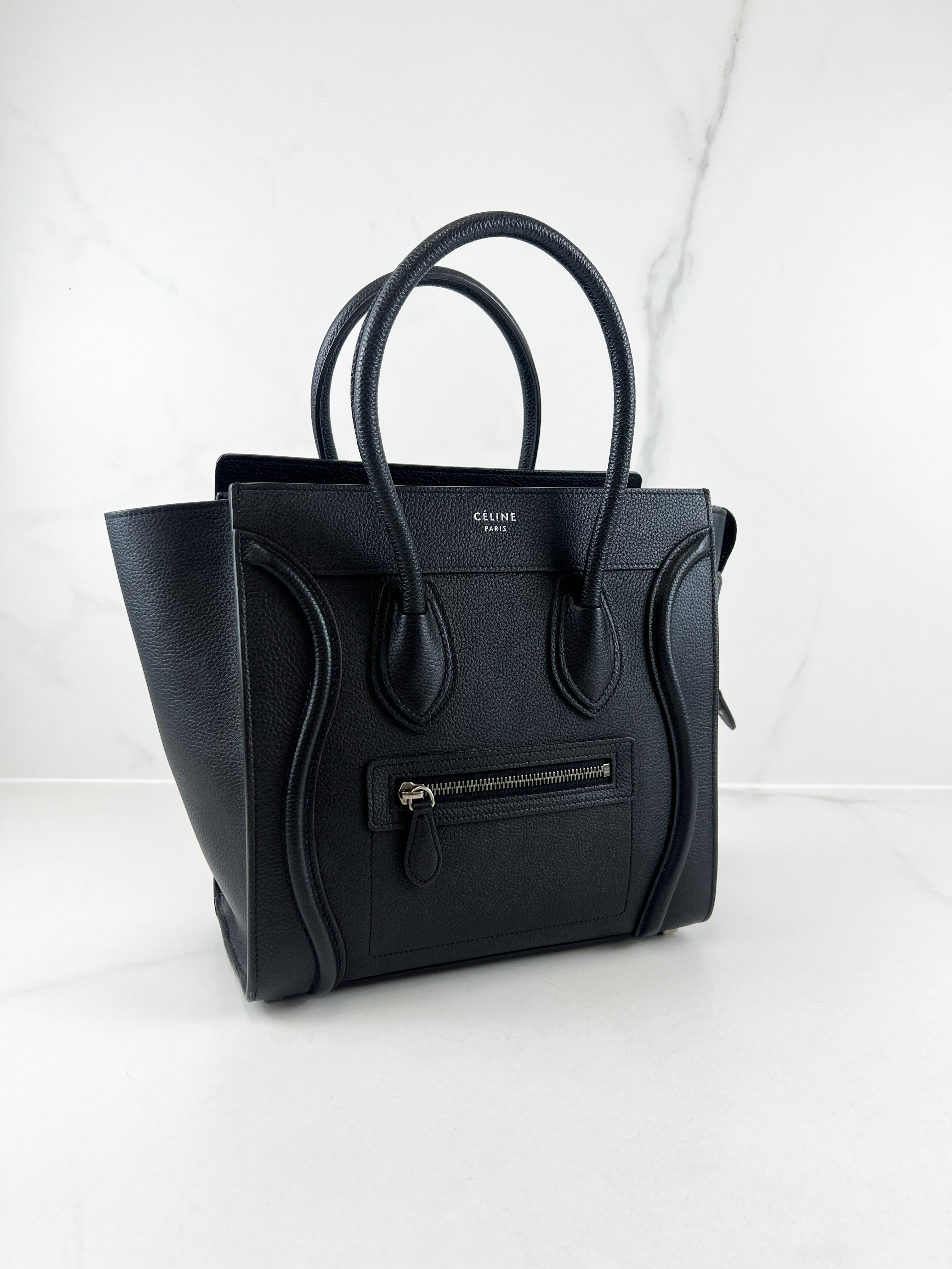 Celine Micro Luggage Drummed Calfskin Tote