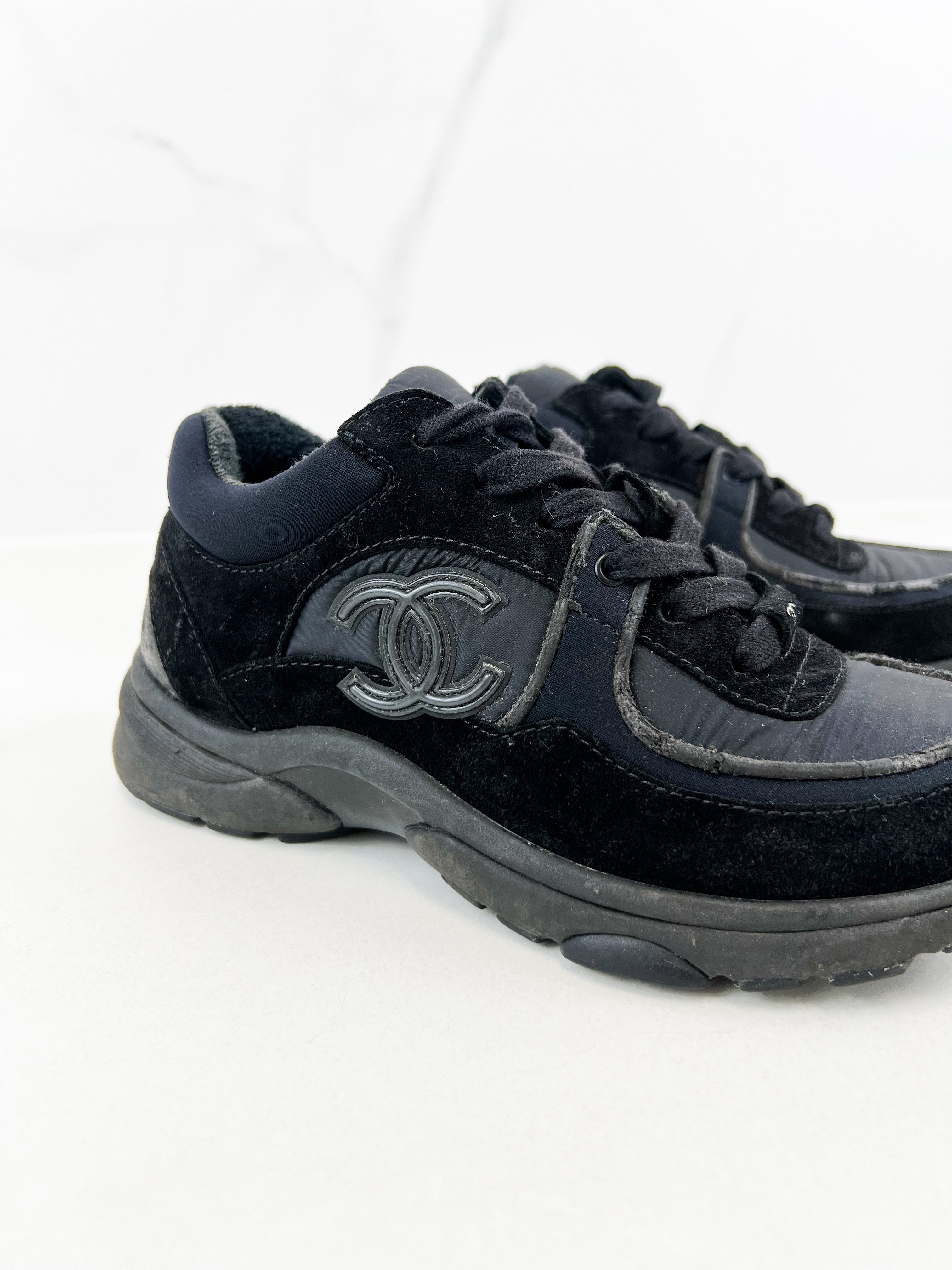 Chanel Black CC Logo Sneaker Size 34