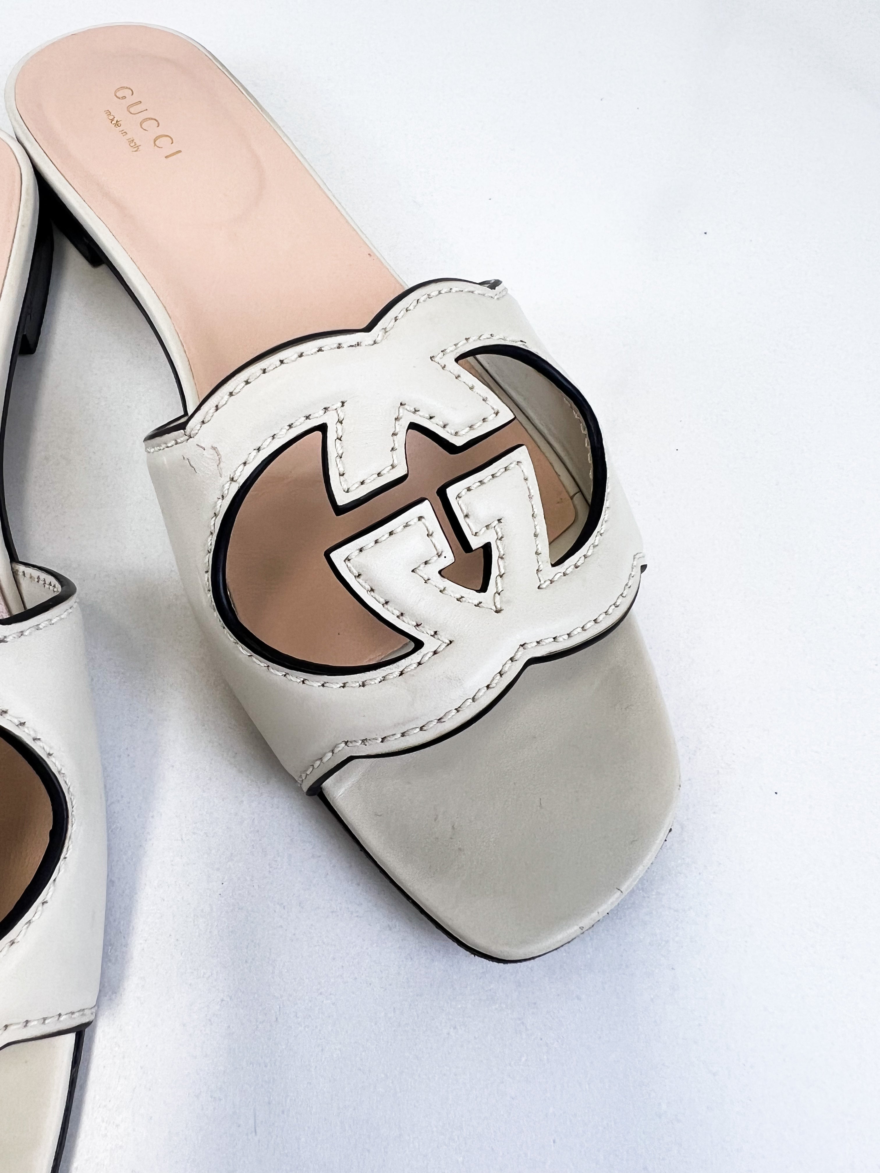 Gucci Interlocking G Cut Out Sandals Size 38.5