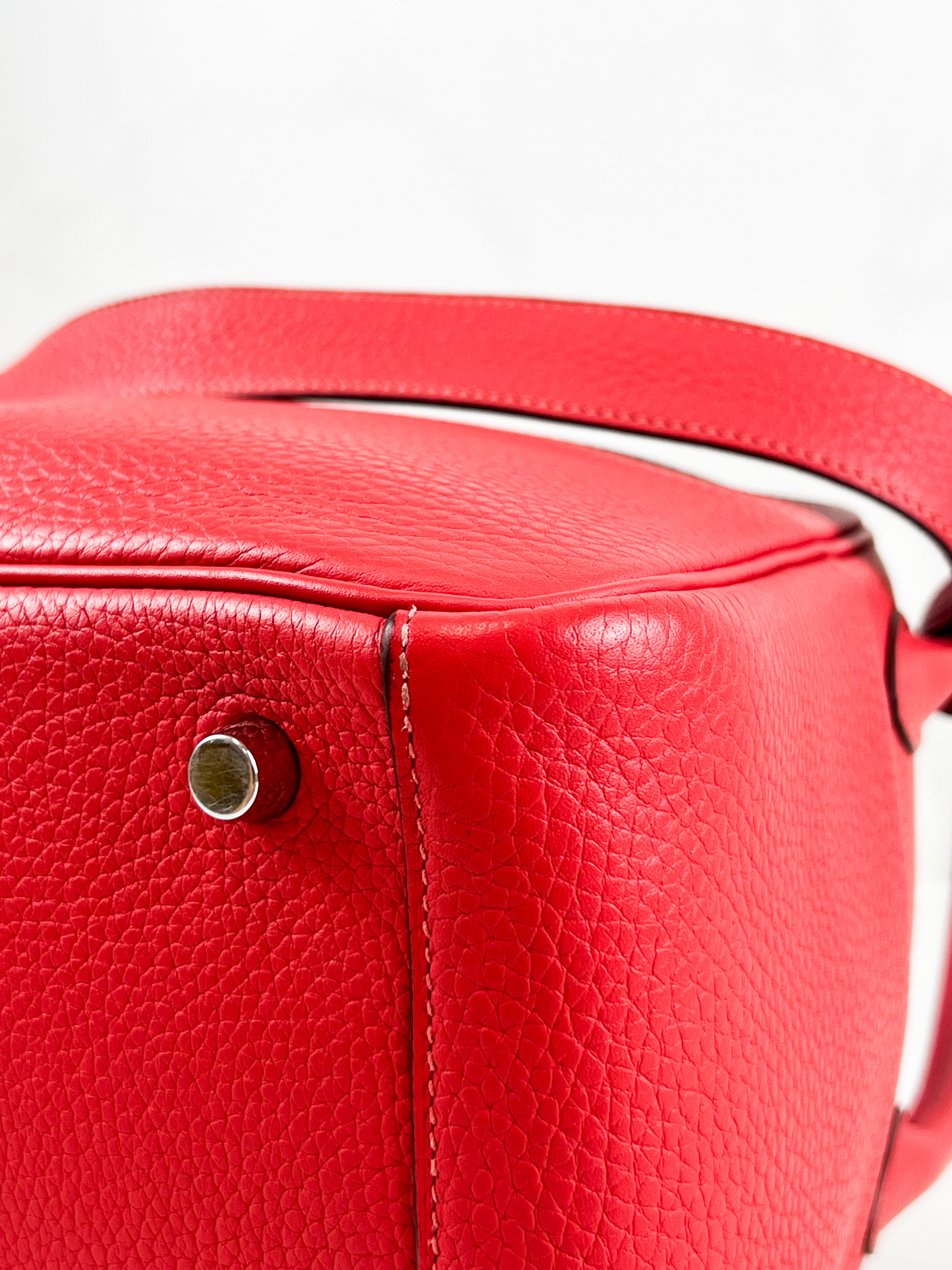 Hermes Sac Lindy 26 Taurillon Clemence 2R Rouge Pivoine