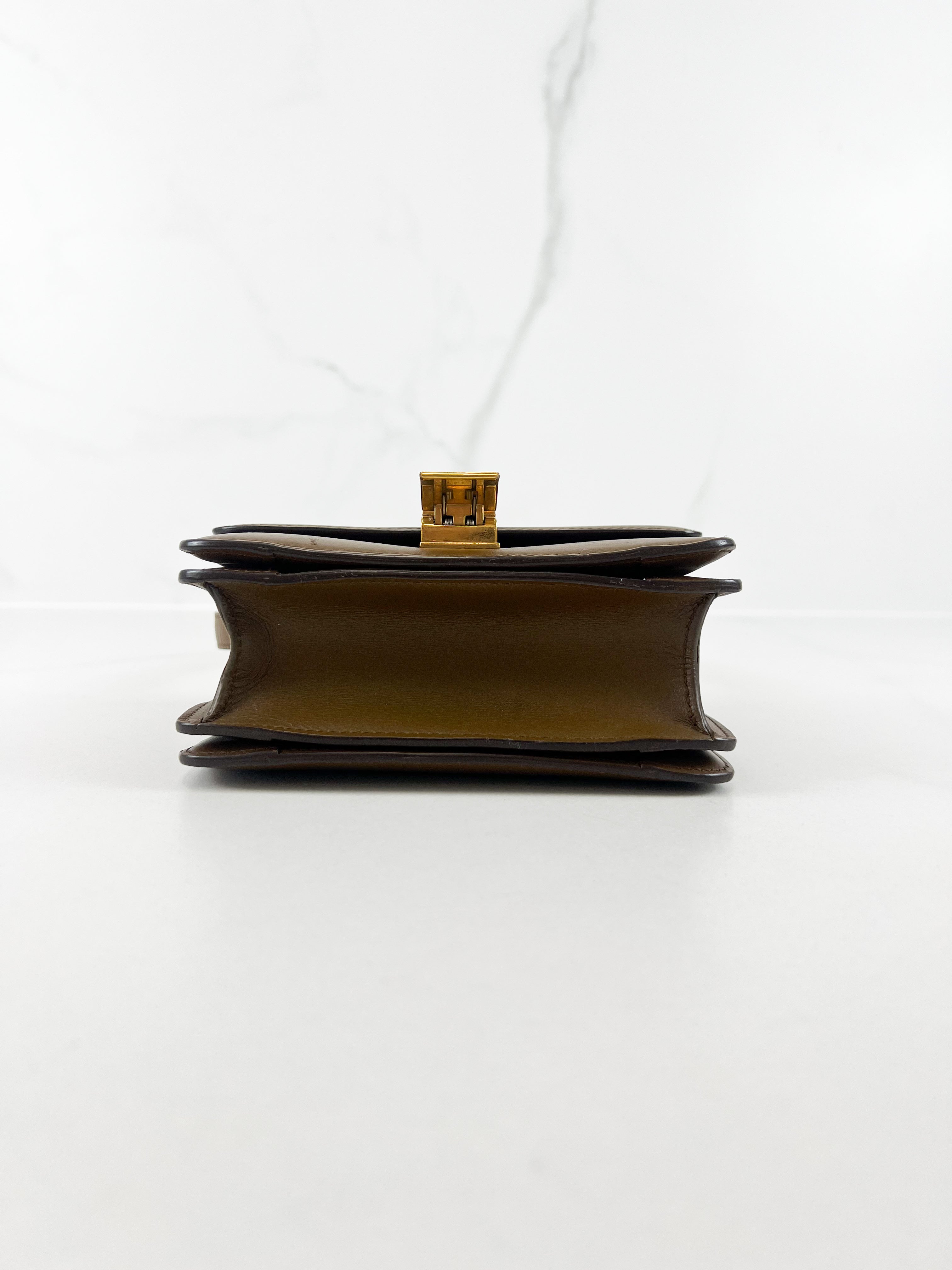 Celine Small Classic Box Flap Bag in Brown Leather