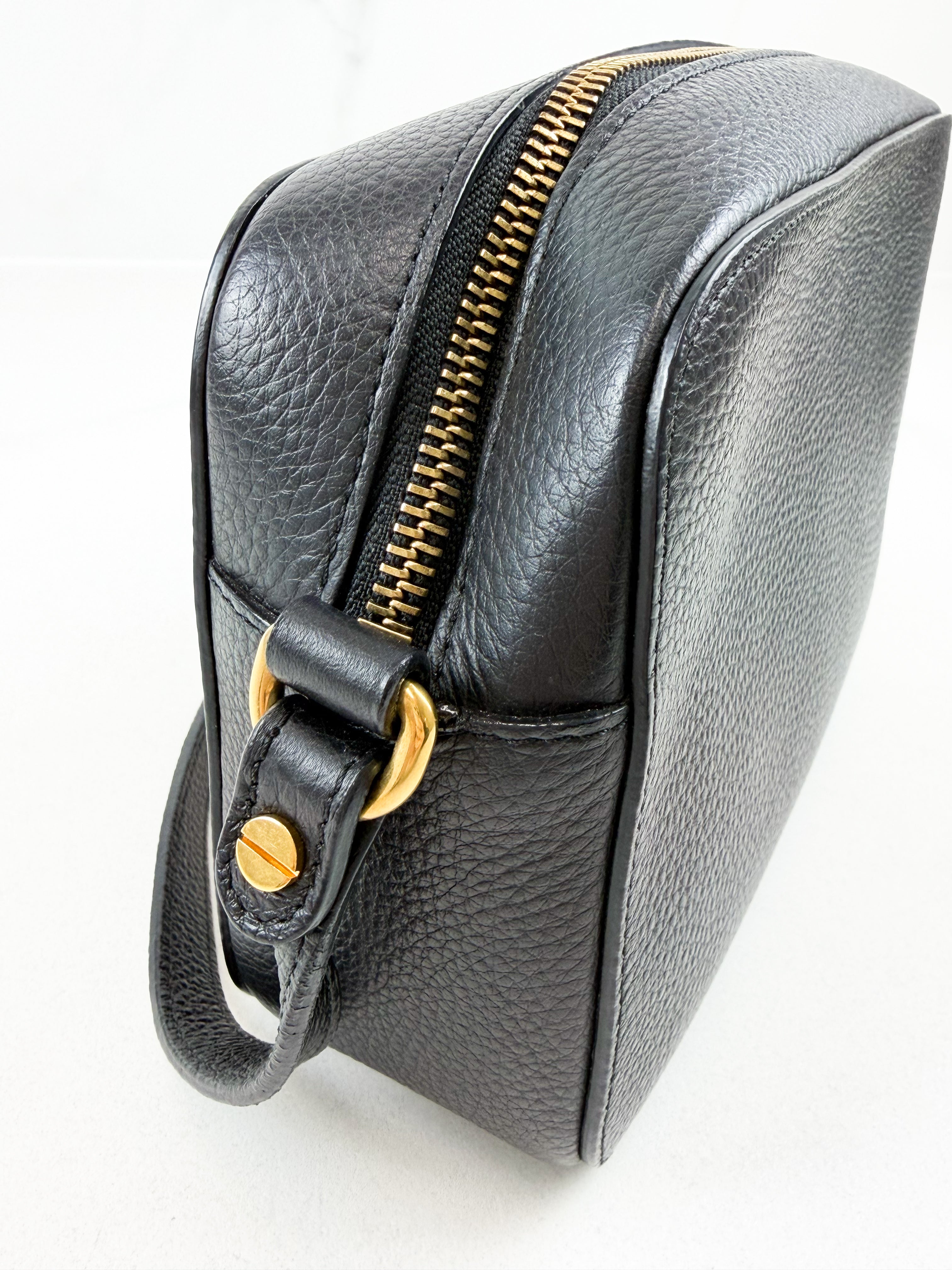 Versace Black Medusa Grained Calfskin Crossbody