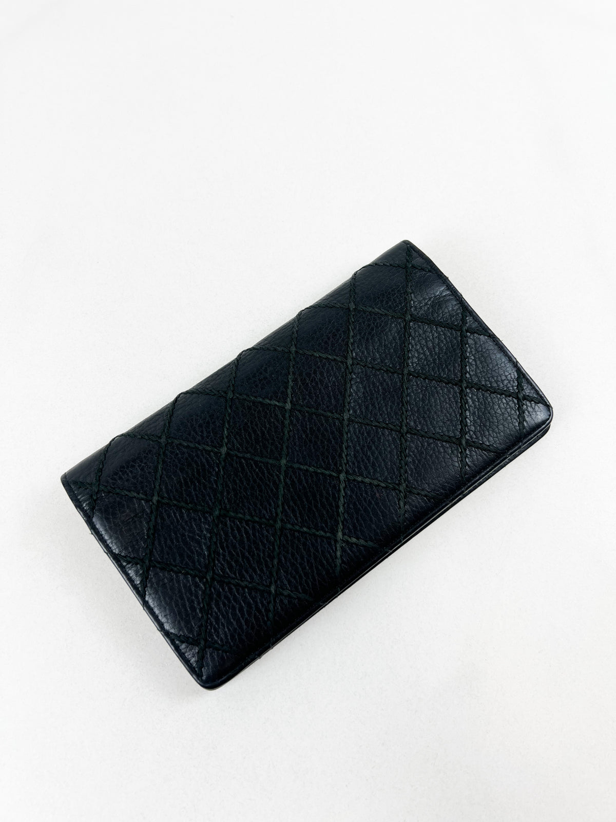 Chanel CC Black Aged Calfskin Flap Wallet SHW