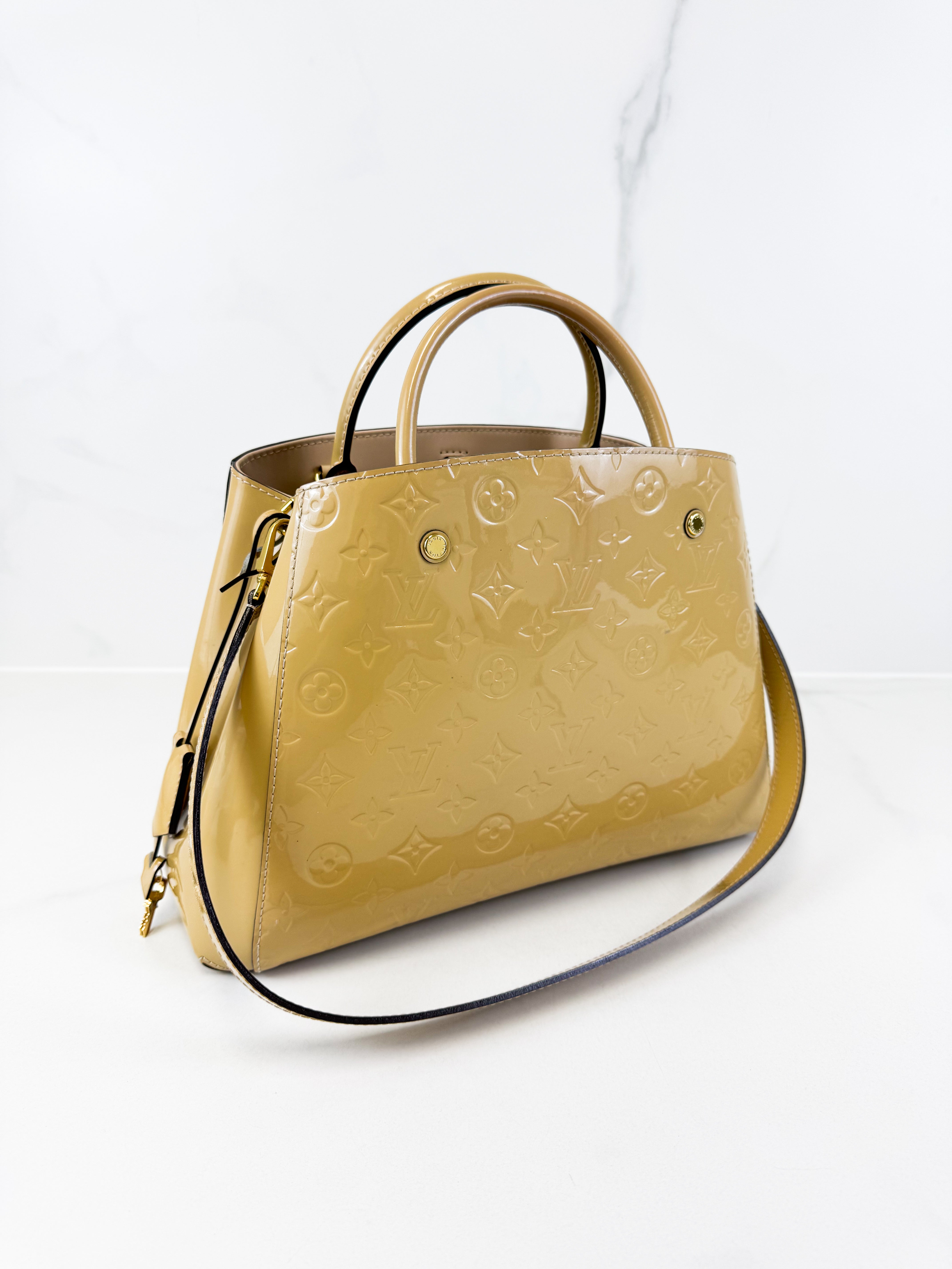 Louis Vuitton Patent Monogram Montaigne BB Satchel
