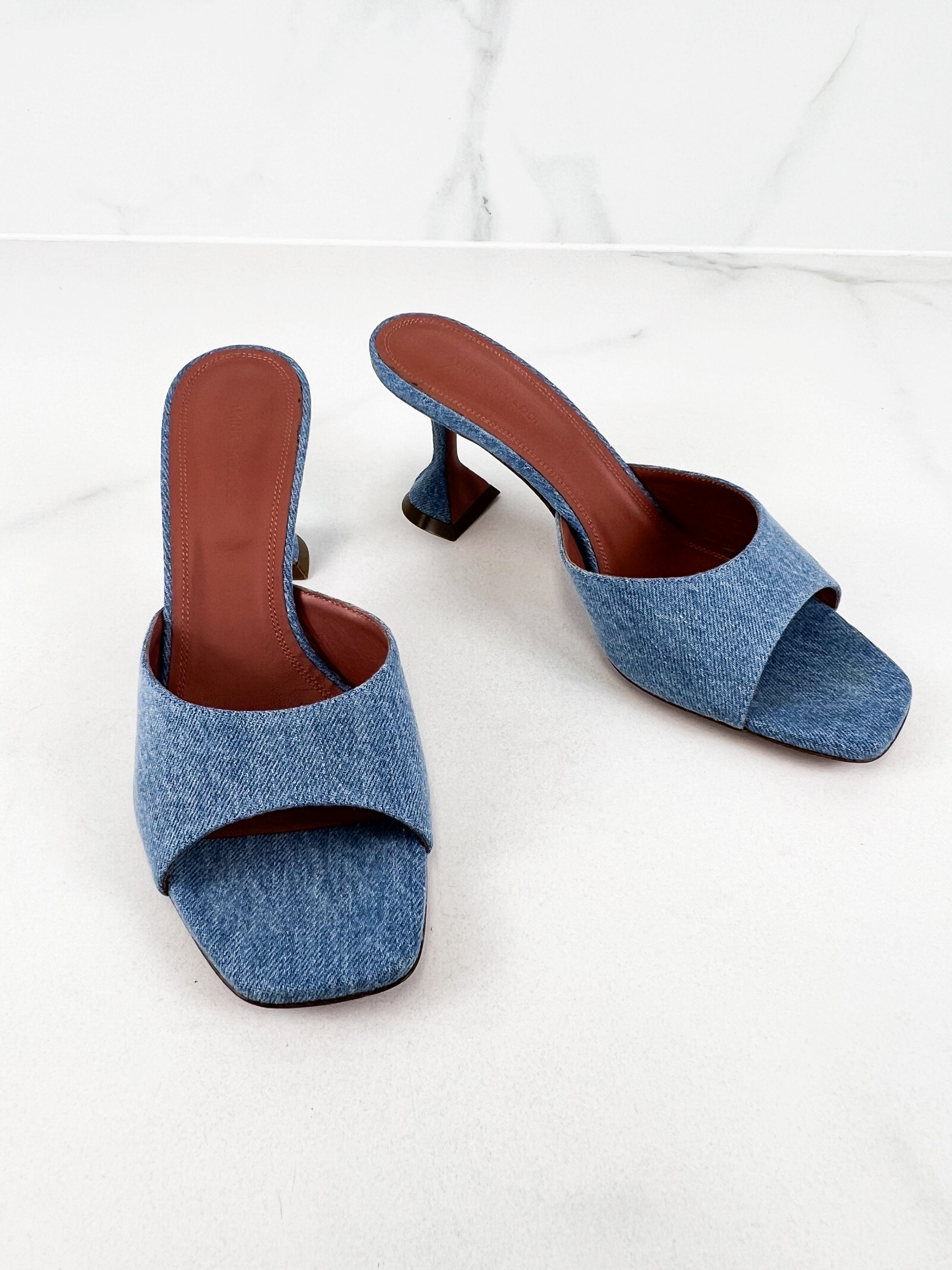 Amina Muaddi Lupita Slipper in Denim Size 40