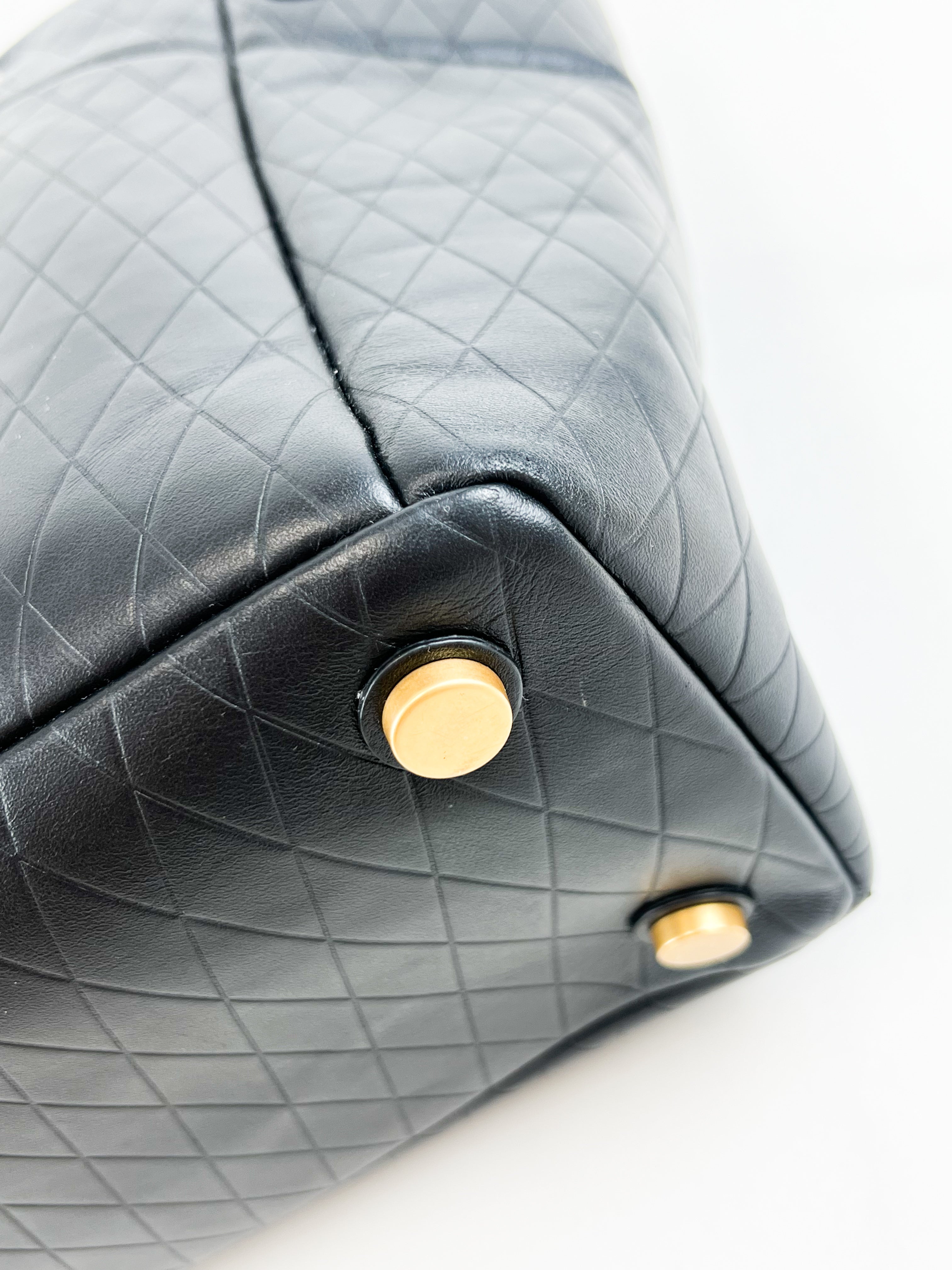 Balmain Soft Leather Tote Bag in Black Calf Leather with Gold-Tone Hardware