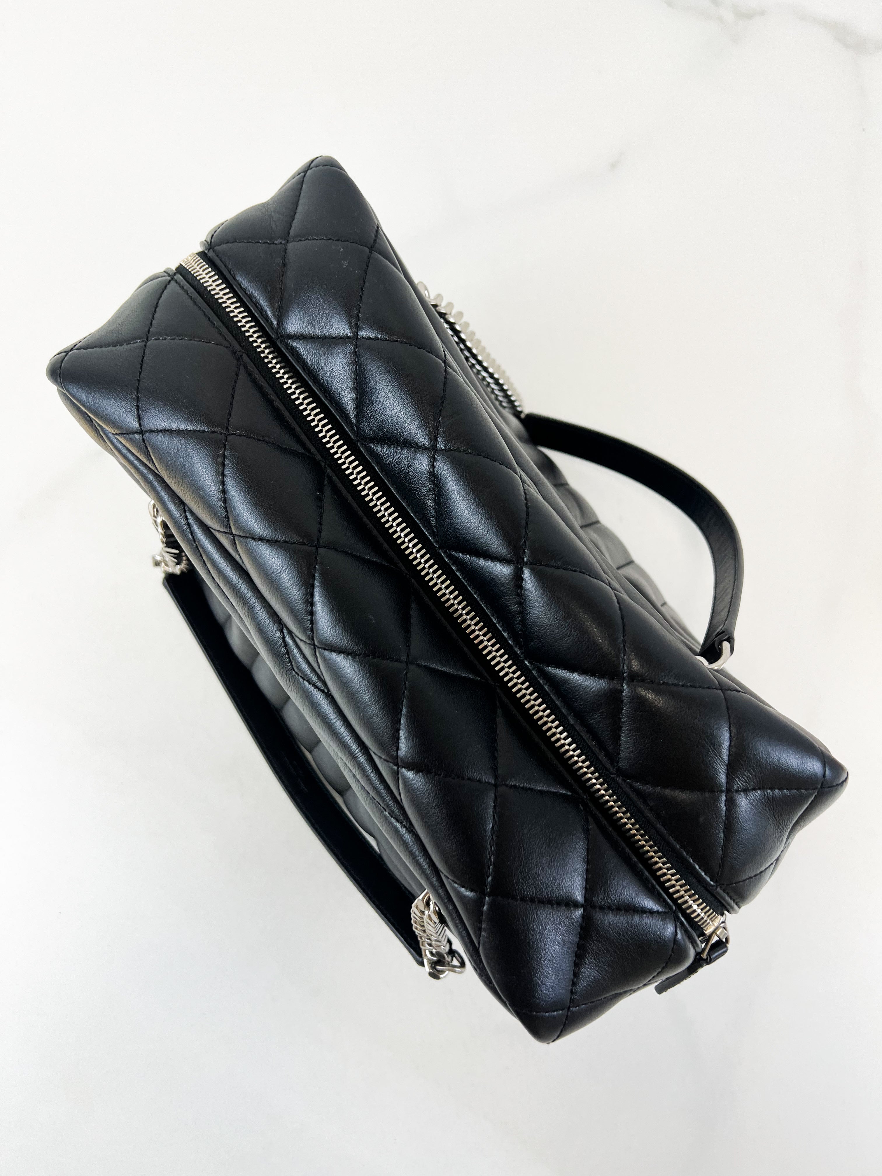 Saint Laurent Black Quilted Lambskin Bowling Bag