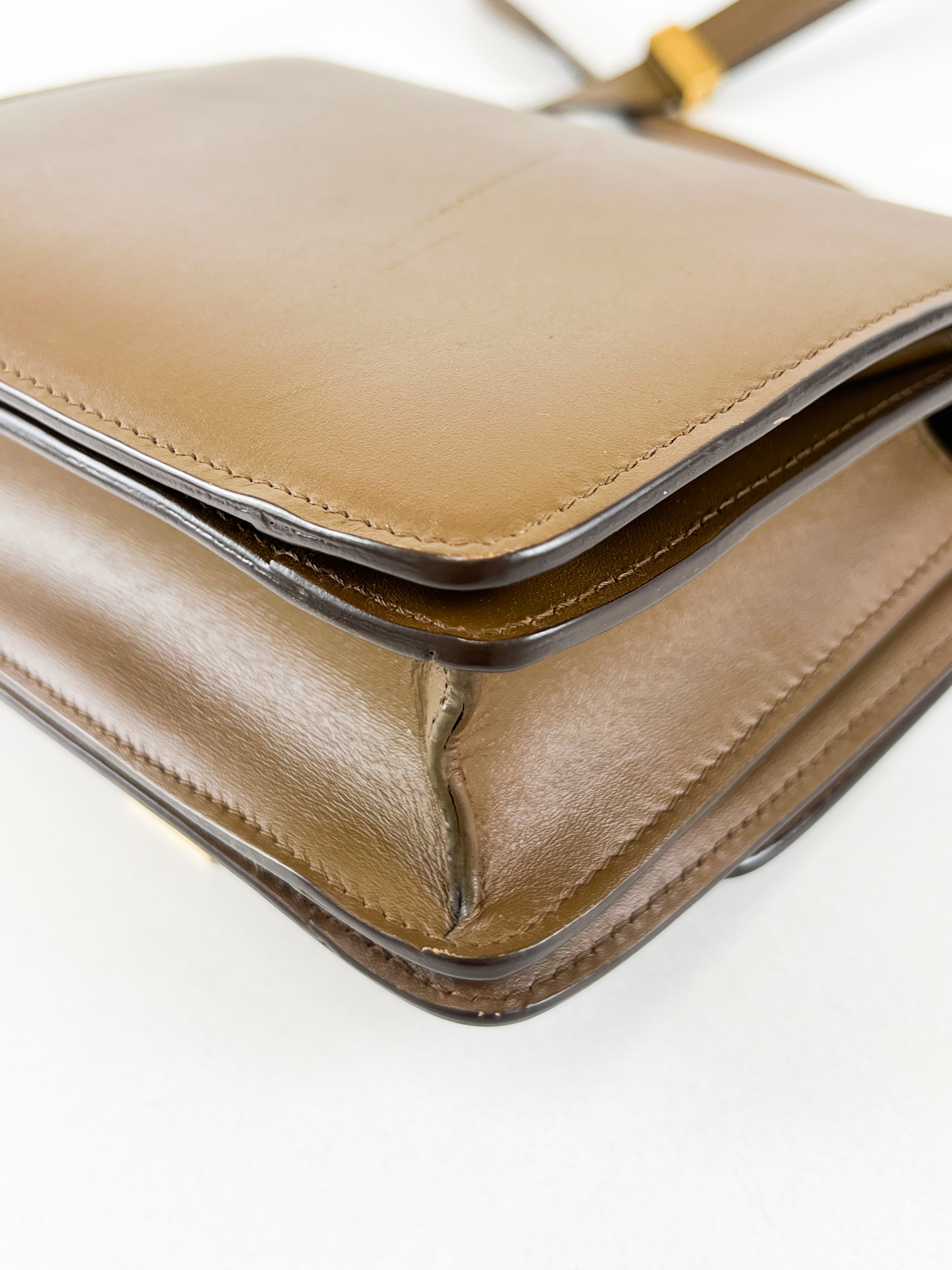 Celine Small Classic Box Flap Bag in Brown Leather