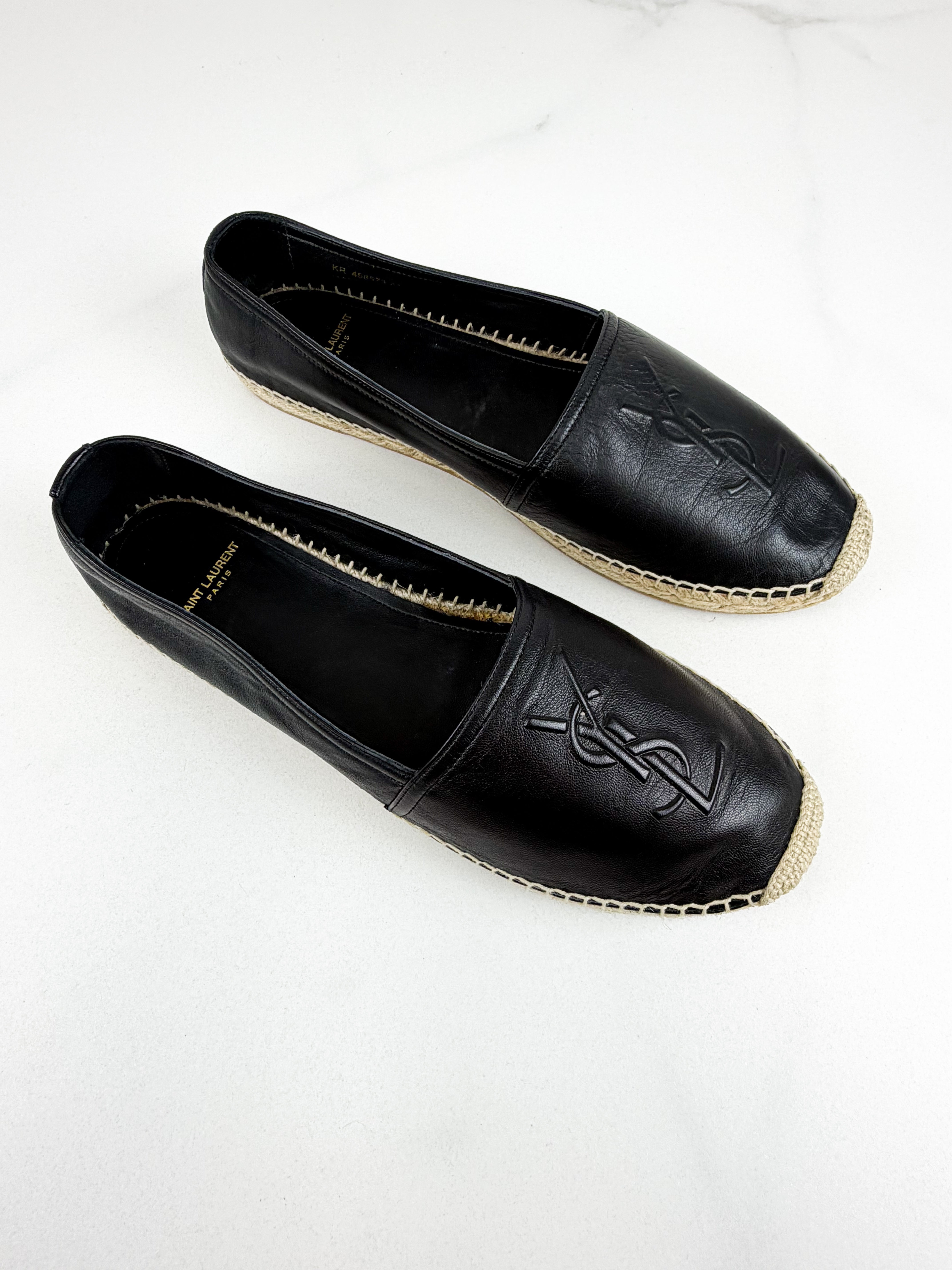 Saint Laurent Black Monogram Espadrilles Size 41.5