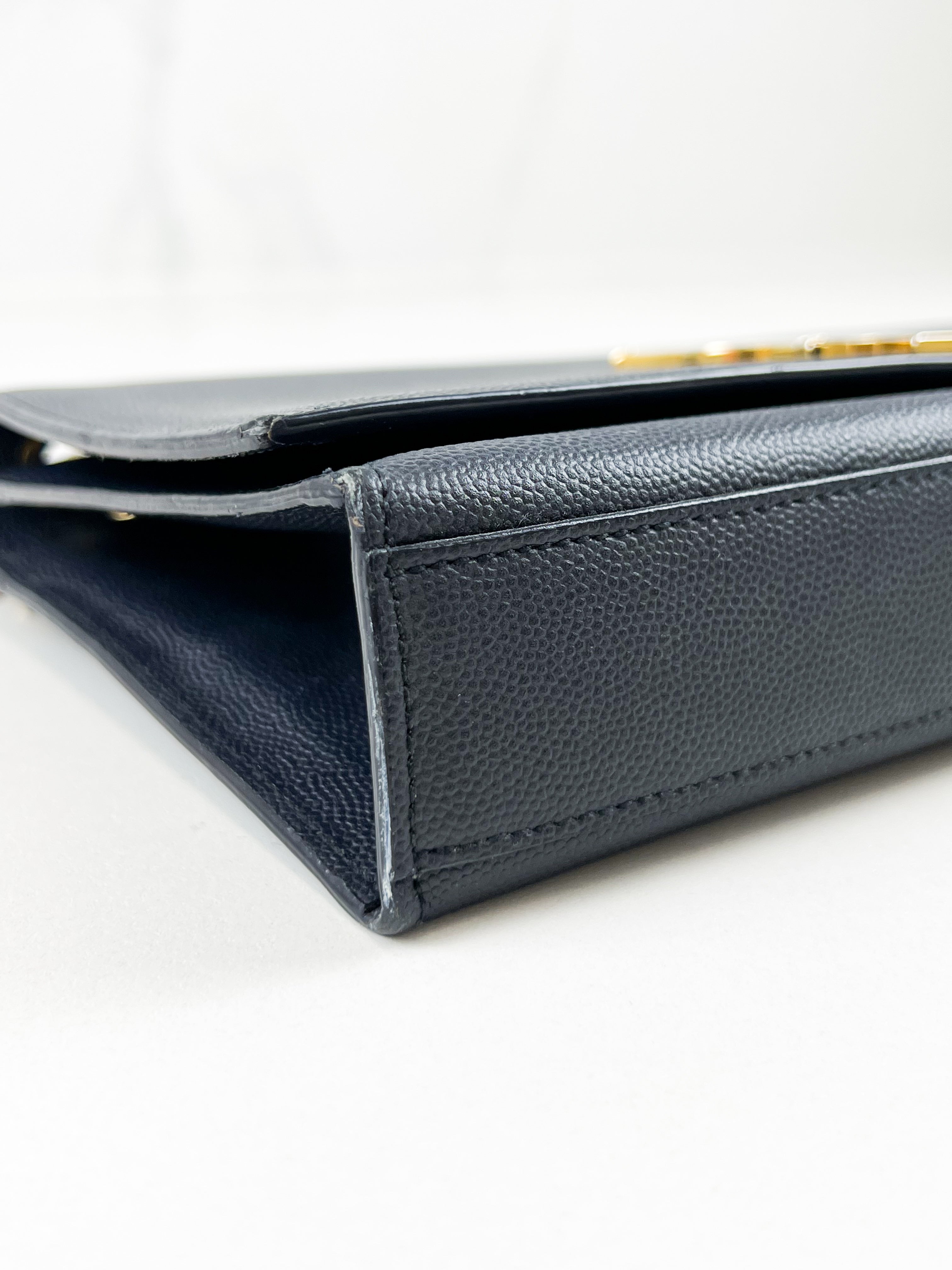 Saint Laurent Navy Kate Large Chain Bag with GHW
