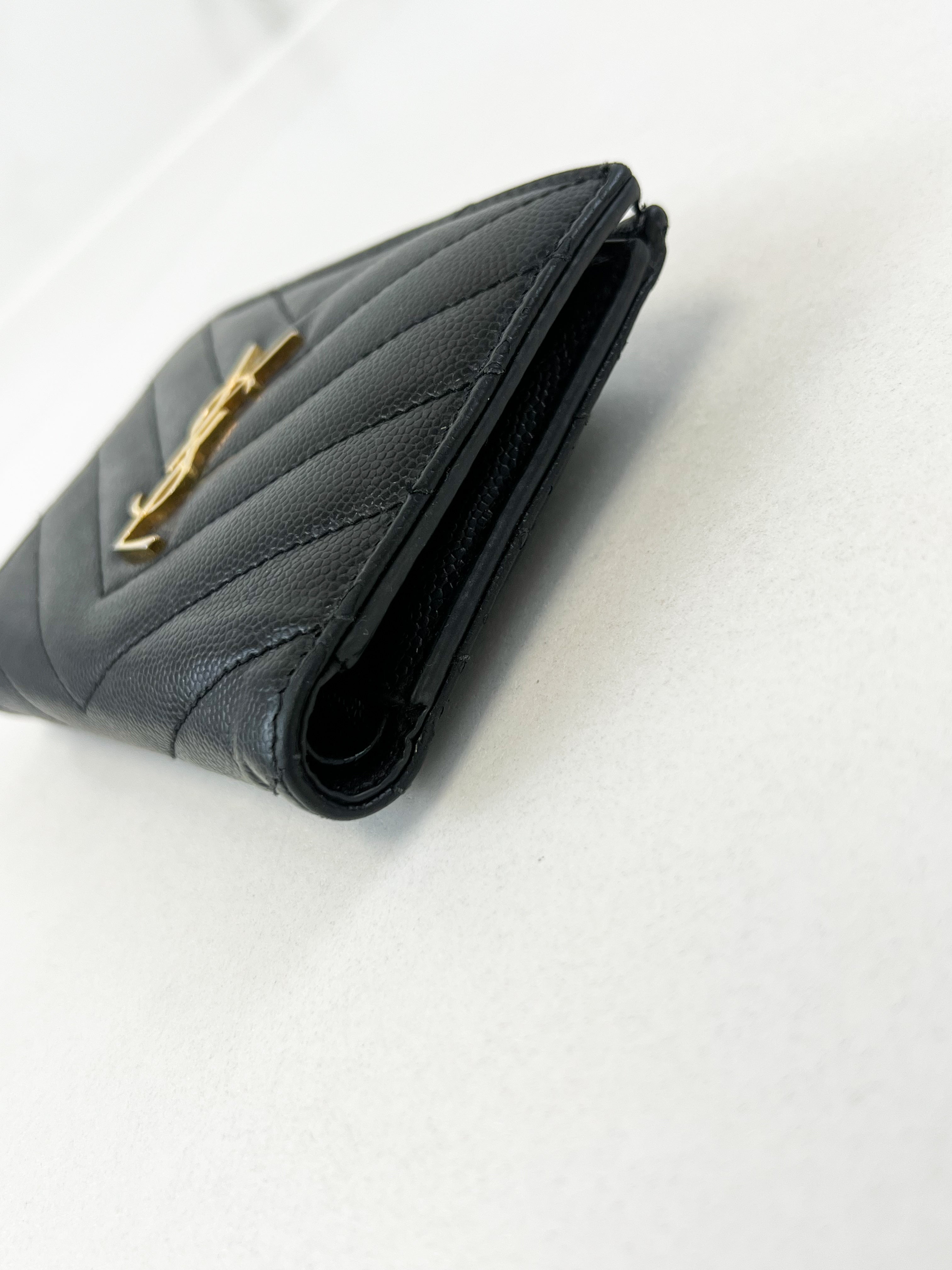 Saint Laurent Black Small Envelope Wallet with GHW