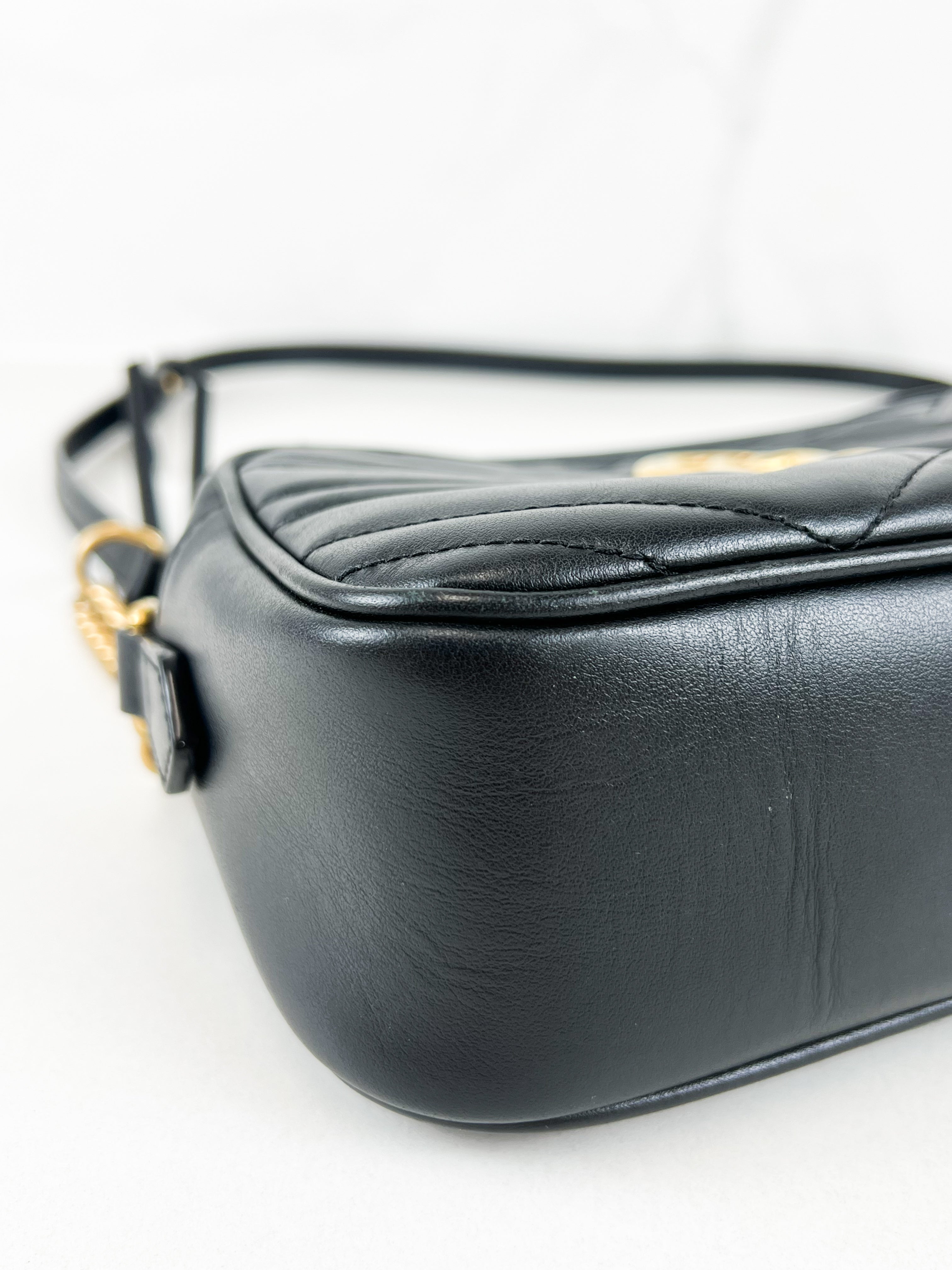 Gucci Black GG Small Marmont Shoulder Bag