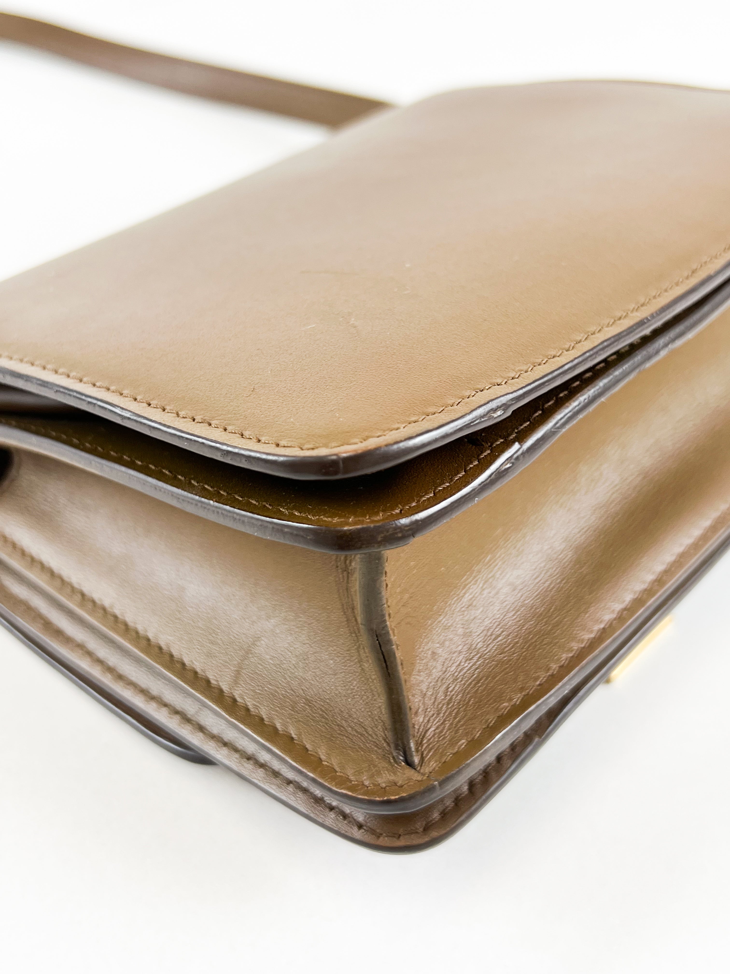 Celine Small Classic Box Flap Bag in Brown Leather