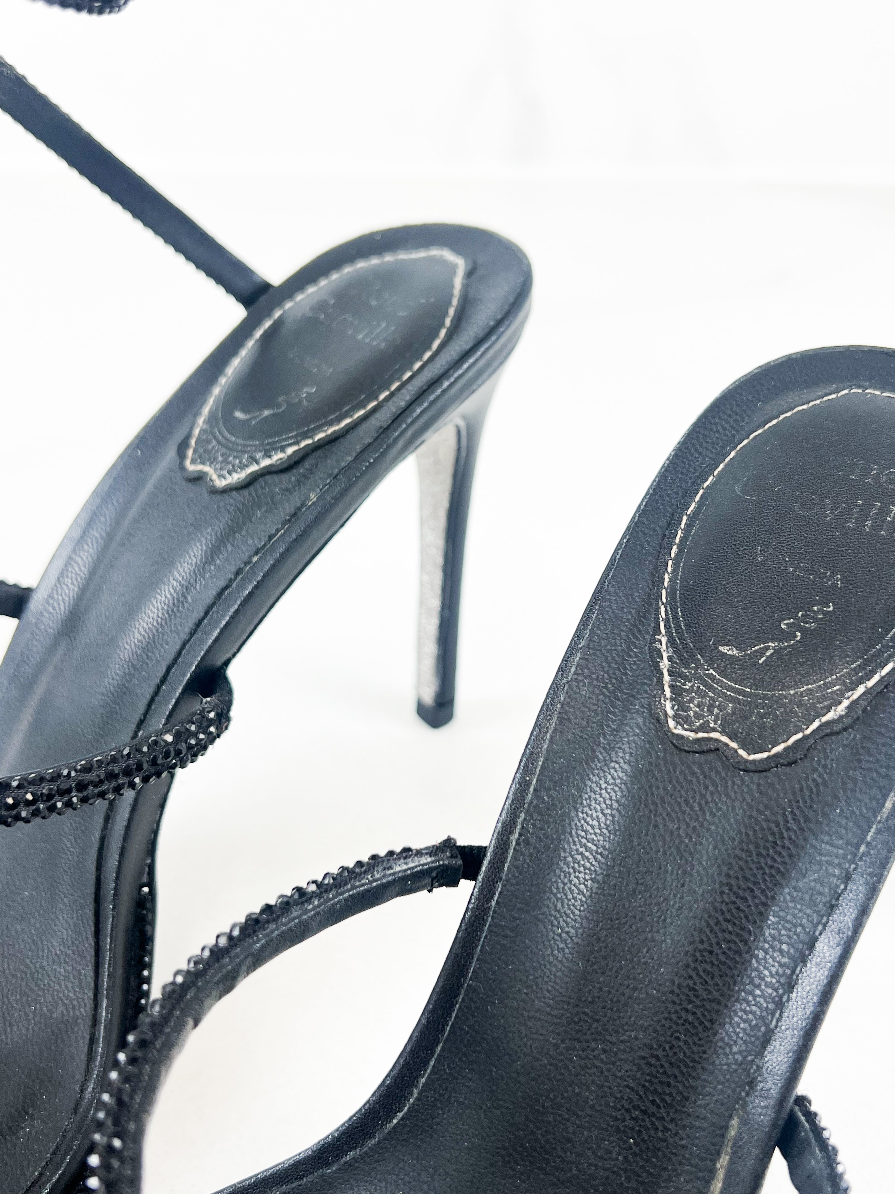 Rene Caovilla Cleo Sandal in Black 100mm Size 39