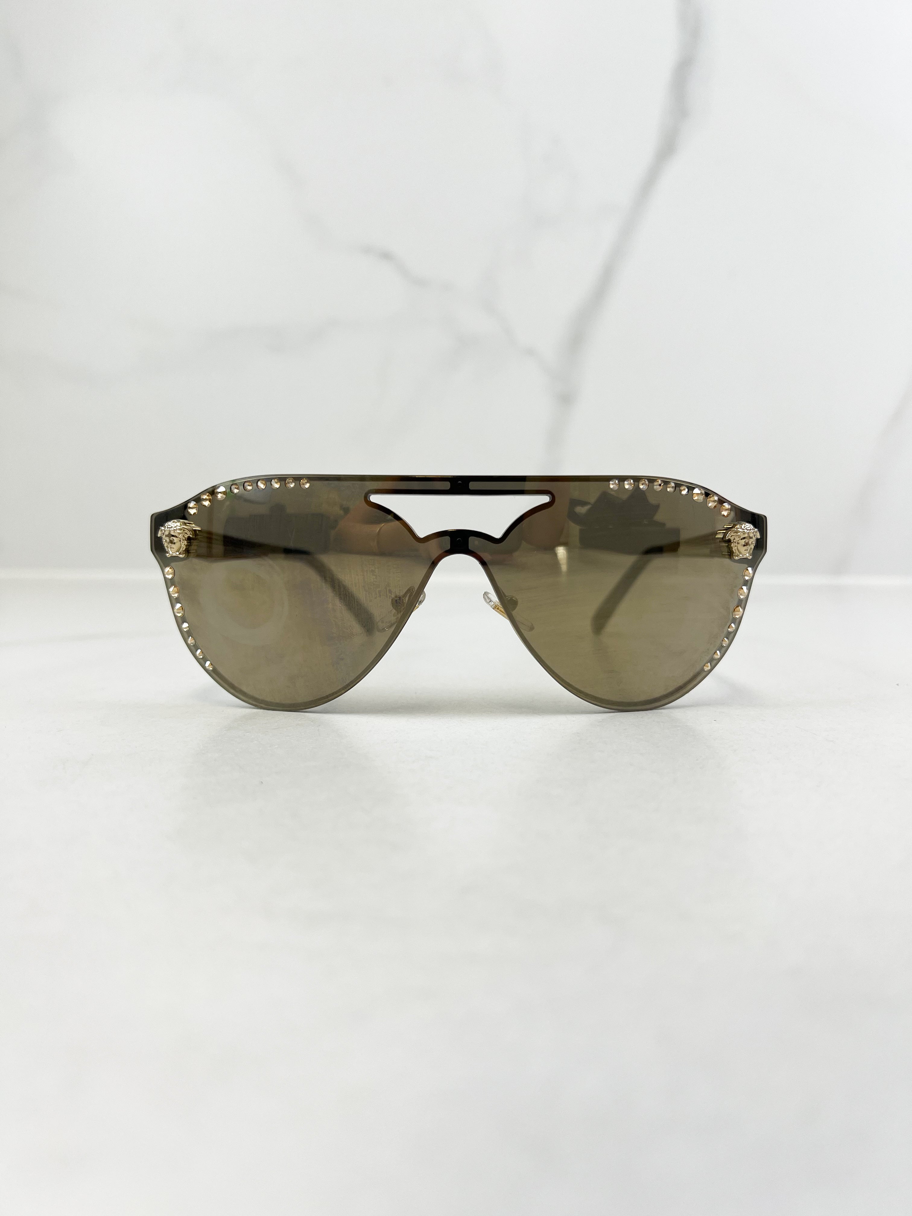 Versace Gold Studded Sunglasses with Medusa Detail