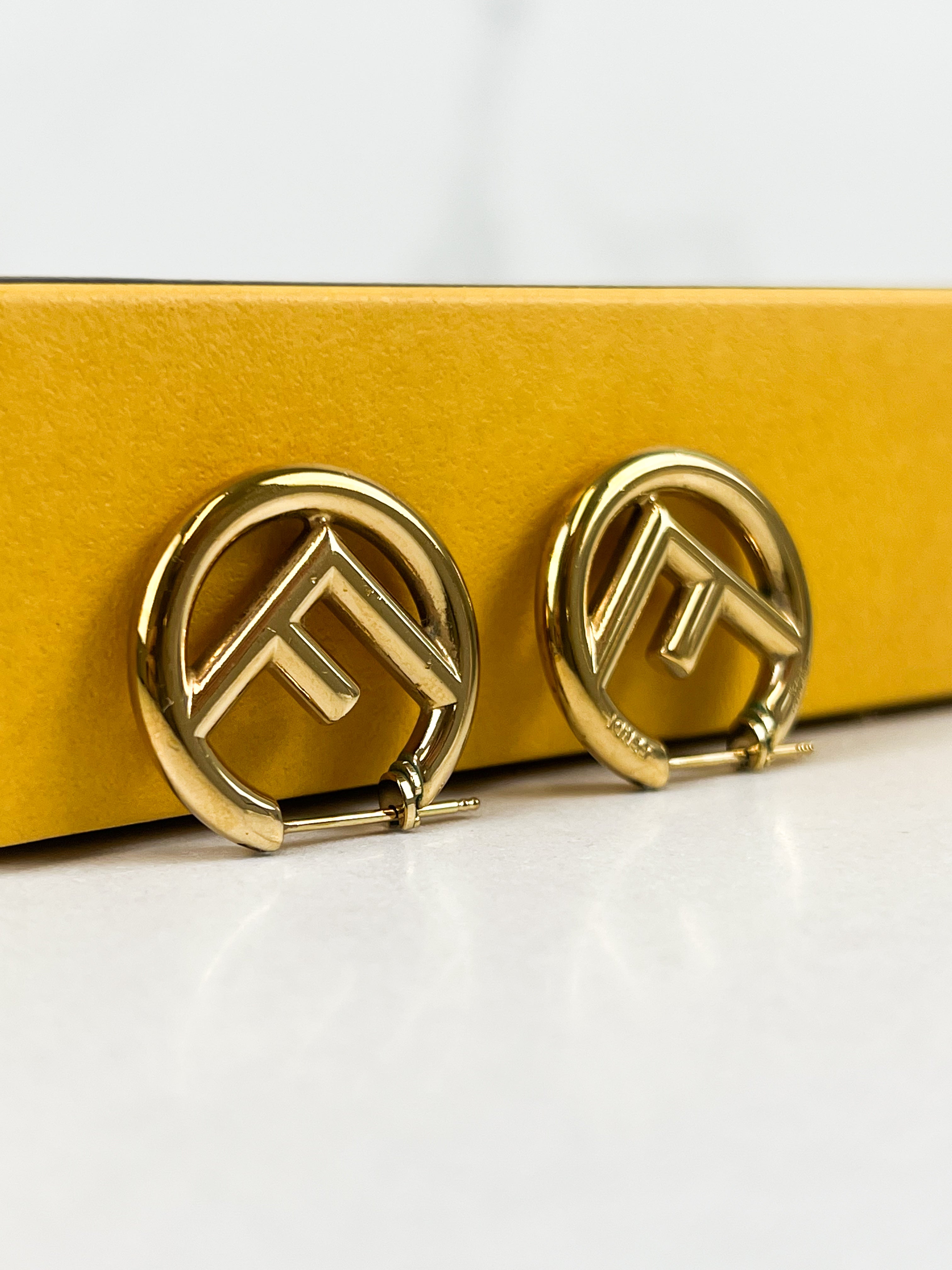 Fendi F Logo Hoop Earring in Gold
