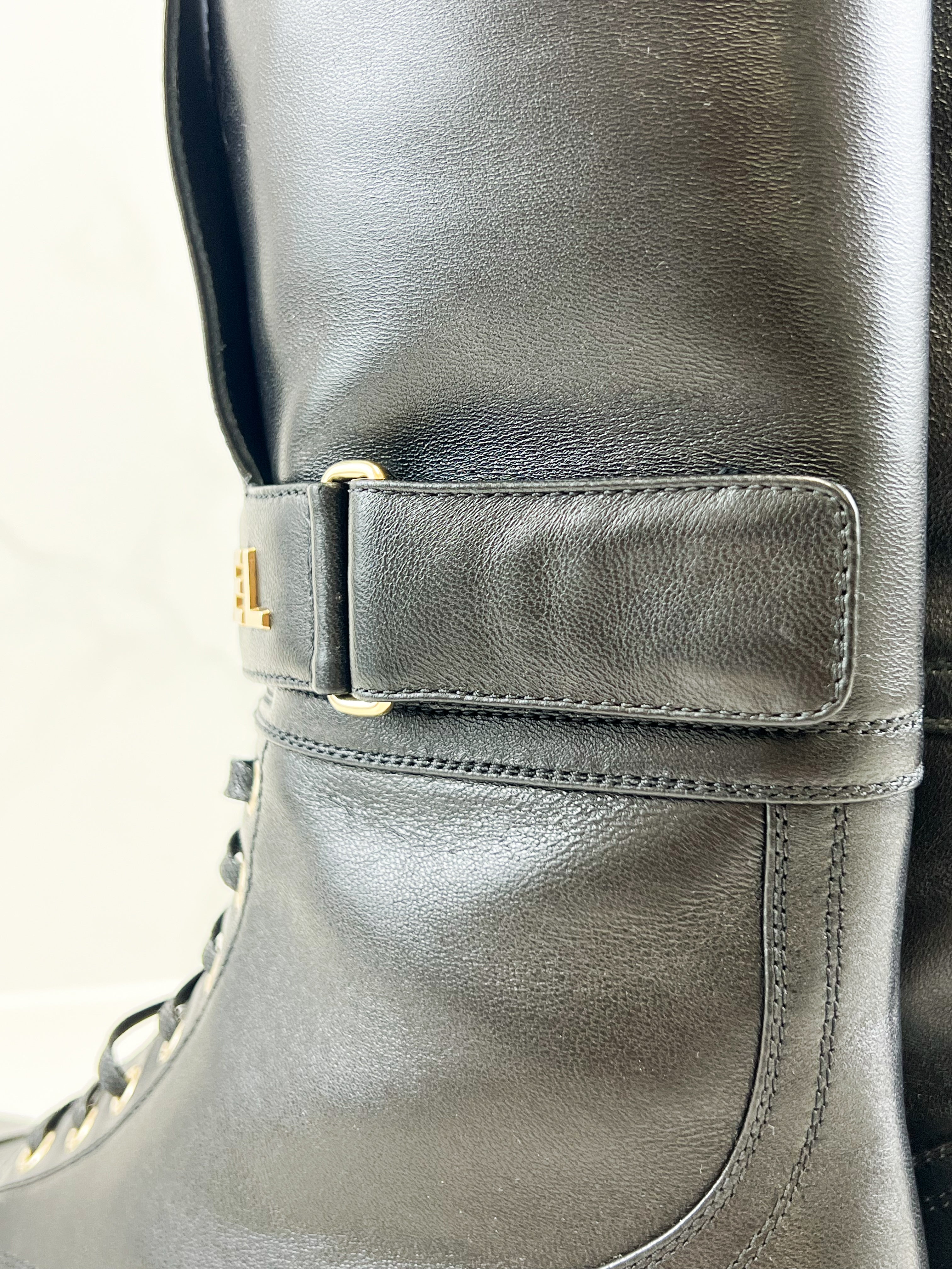 Chanel 21B Lace Up Combat Boot Size 40.5