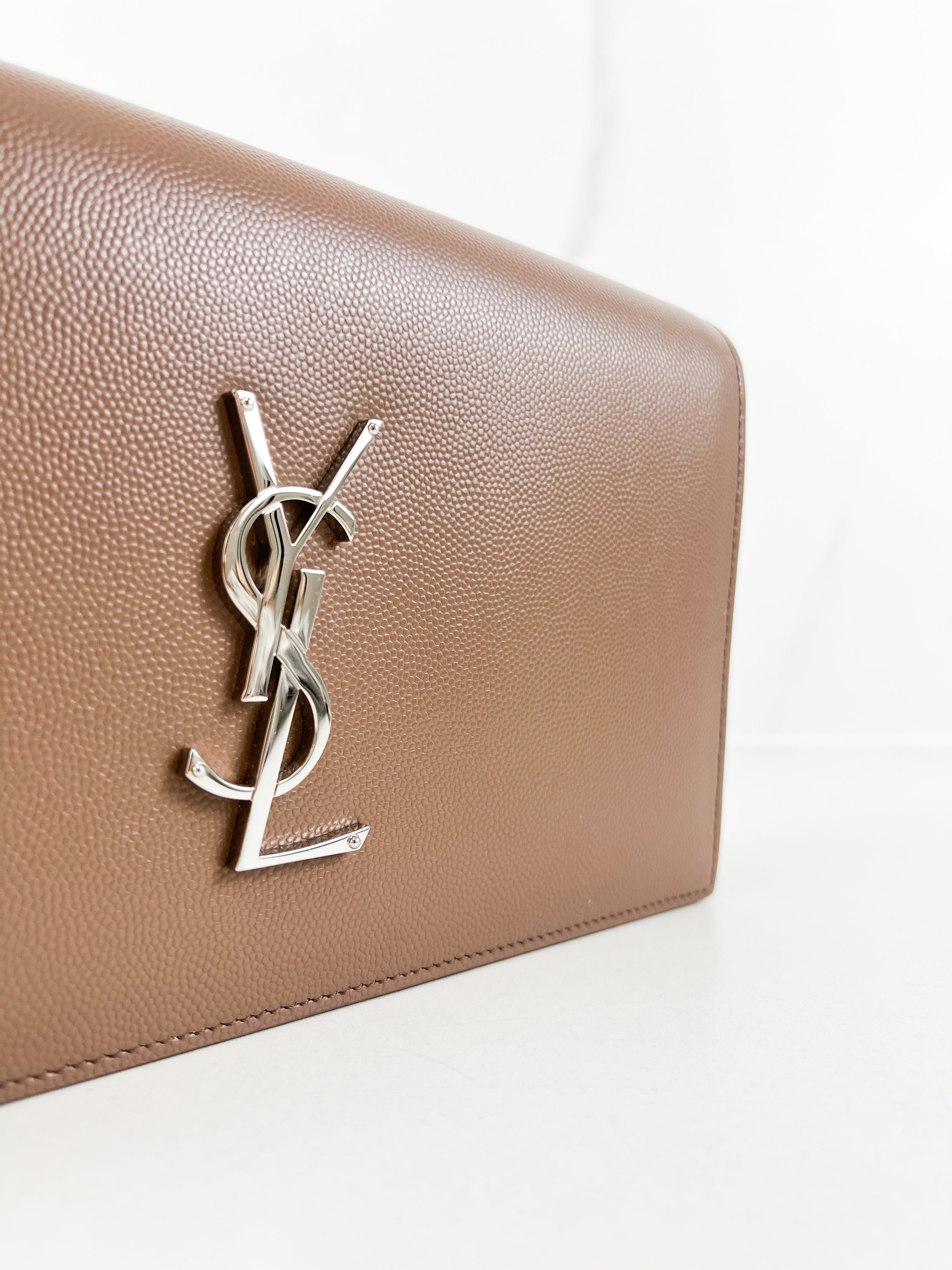 Saint Laurent Taupe Clutch SHW