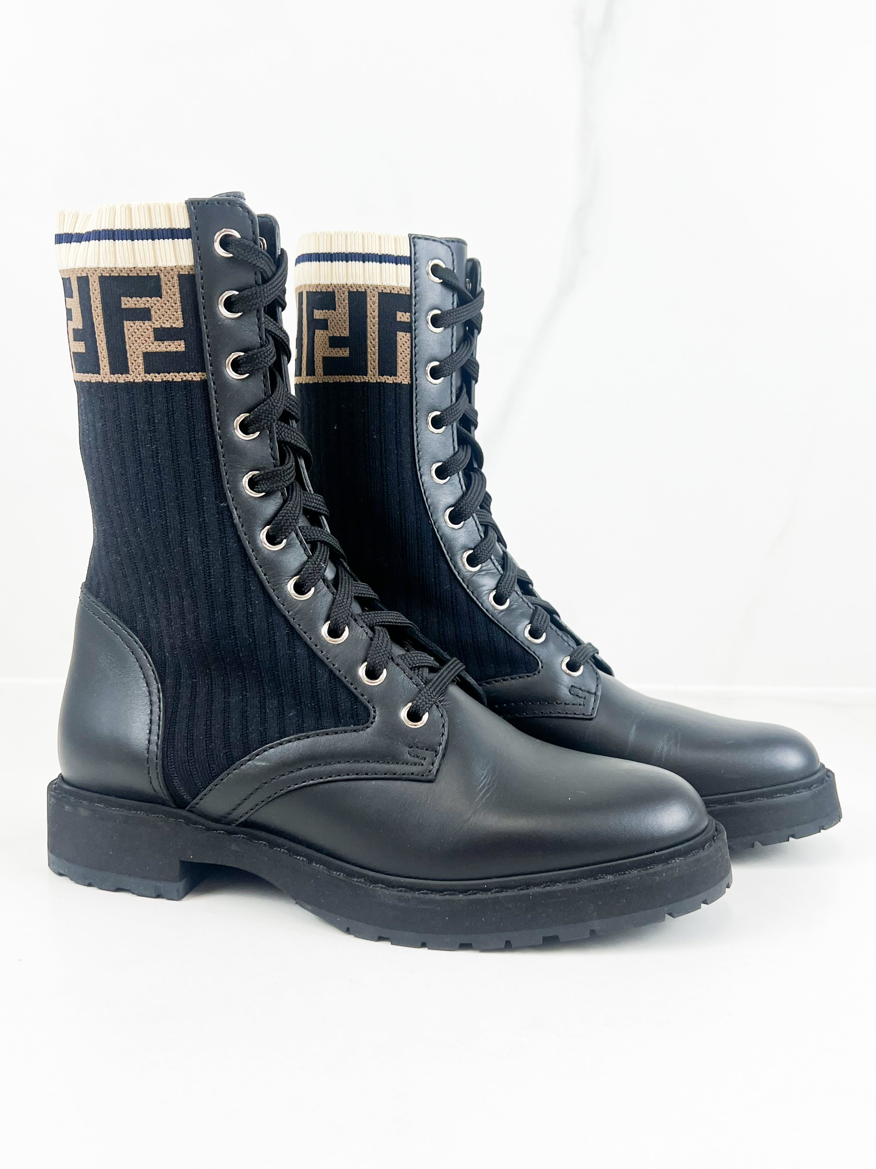Fendi Rockoko Black Boots Size 37