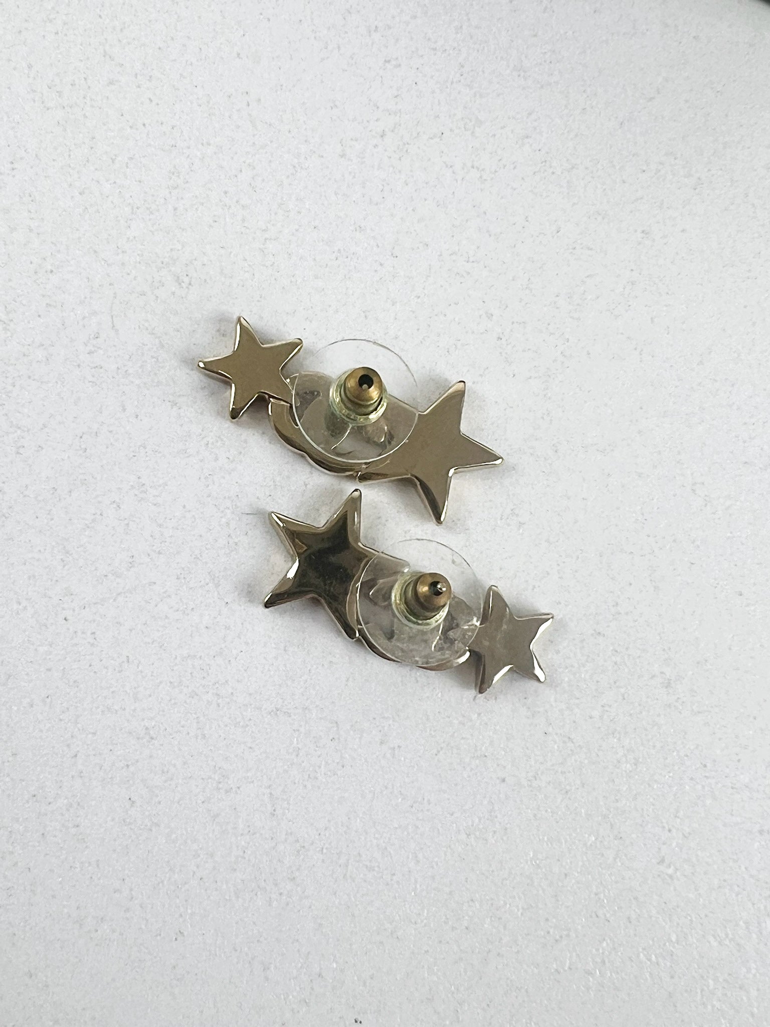 Chanel Crystal Star CC Logo Earrings