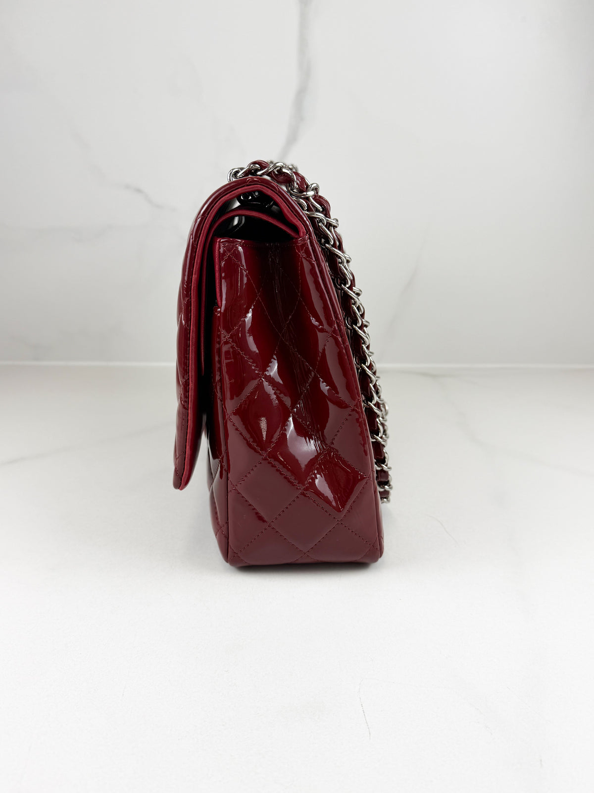 Chanel Red Patent Classic Jumbo Double Flap Bag