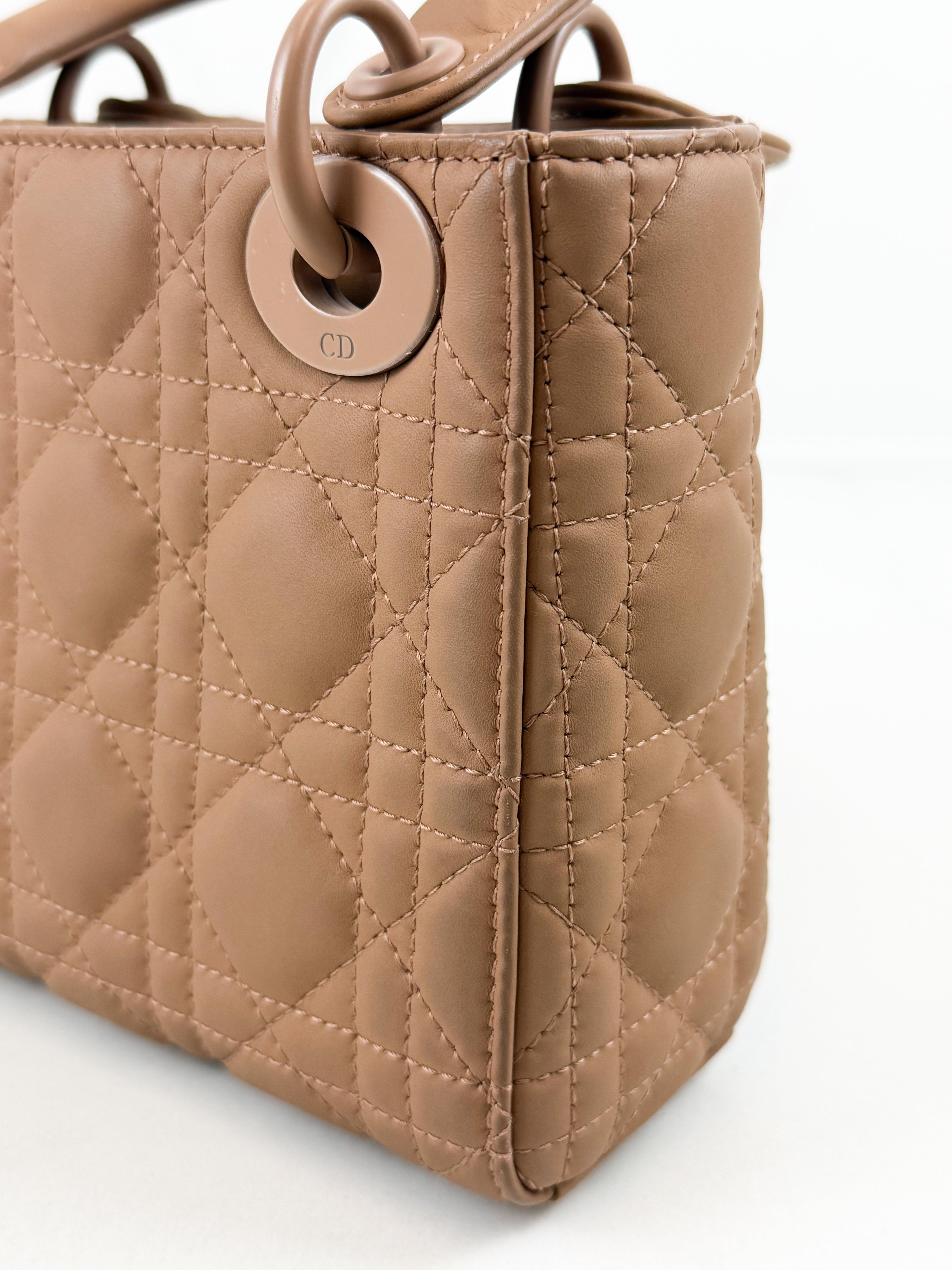 Christian Dior Mini Lady Dior Cannage Leather in Blush Pink Ultramatte