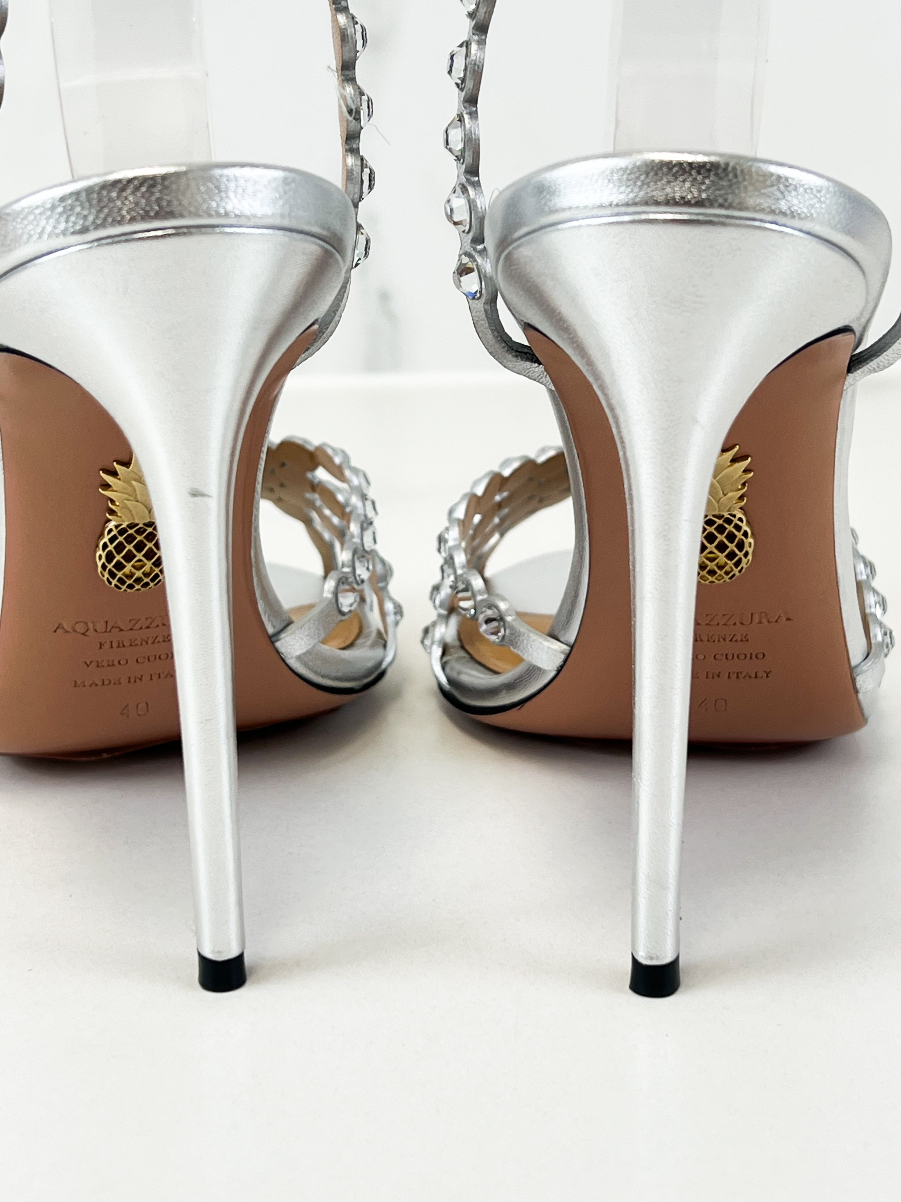 Aquazzura Tequilla 105 Embellished Slingback Pumps Size 40